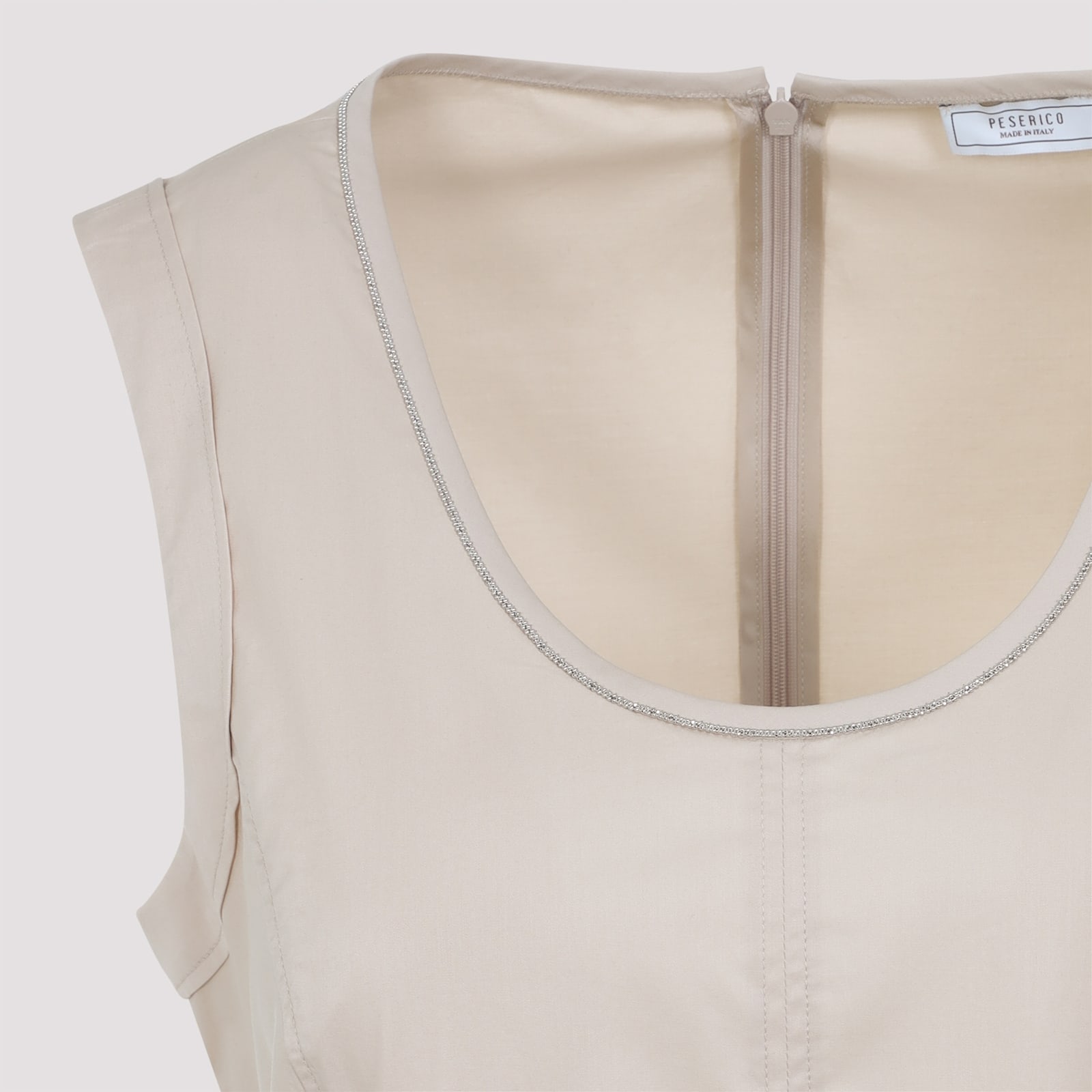 Peserico Sleeveless Maxi Dress With Fitted Bodice In Beige Ambrato