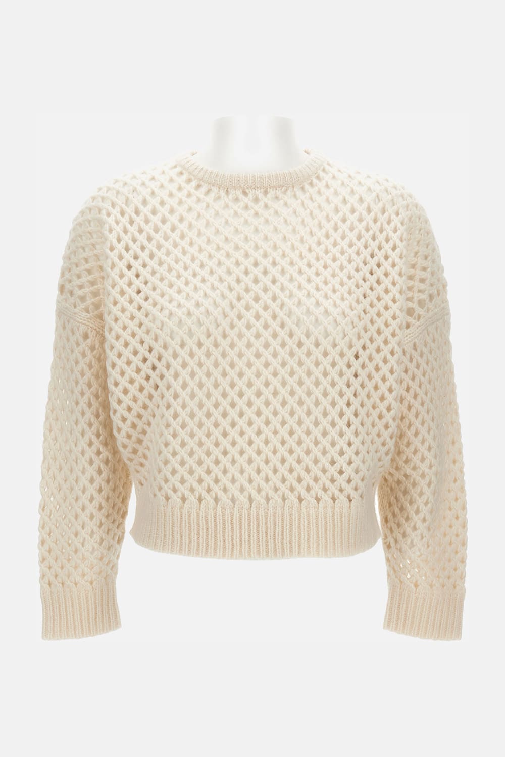 Max Mara Essen Perforated Cashmere Sweater In White