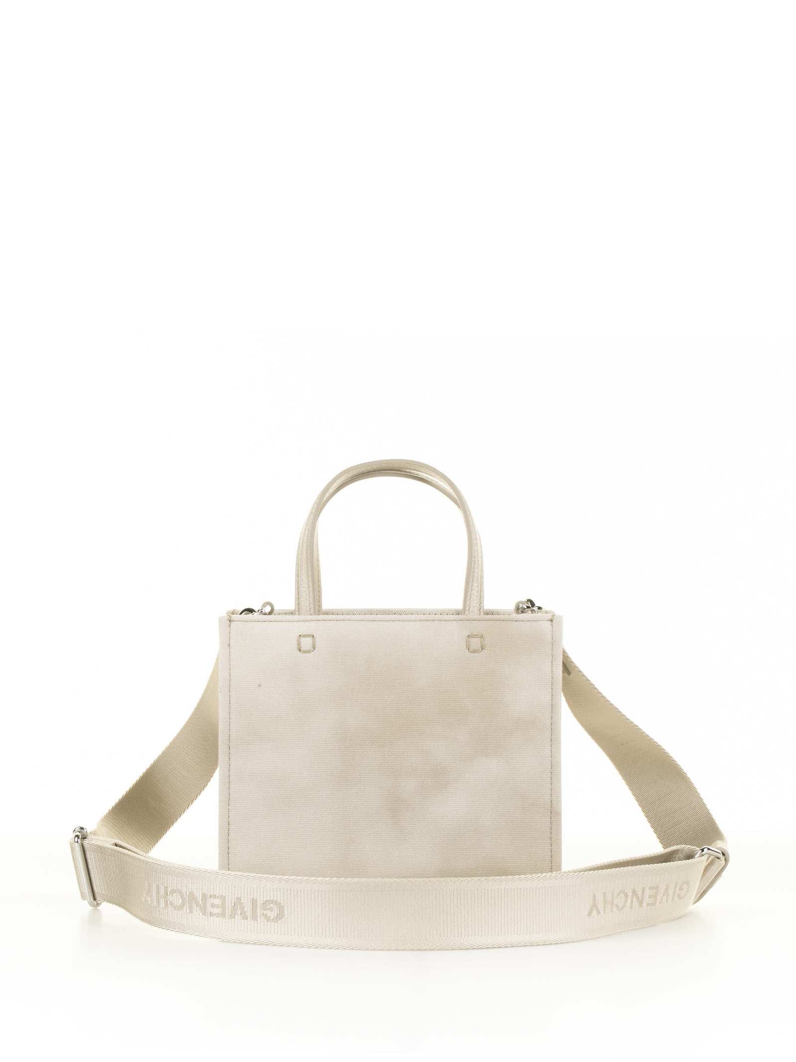 Shop Givenchy Mini Tote Bag In Tie-dye Canvas In Dusty Gold