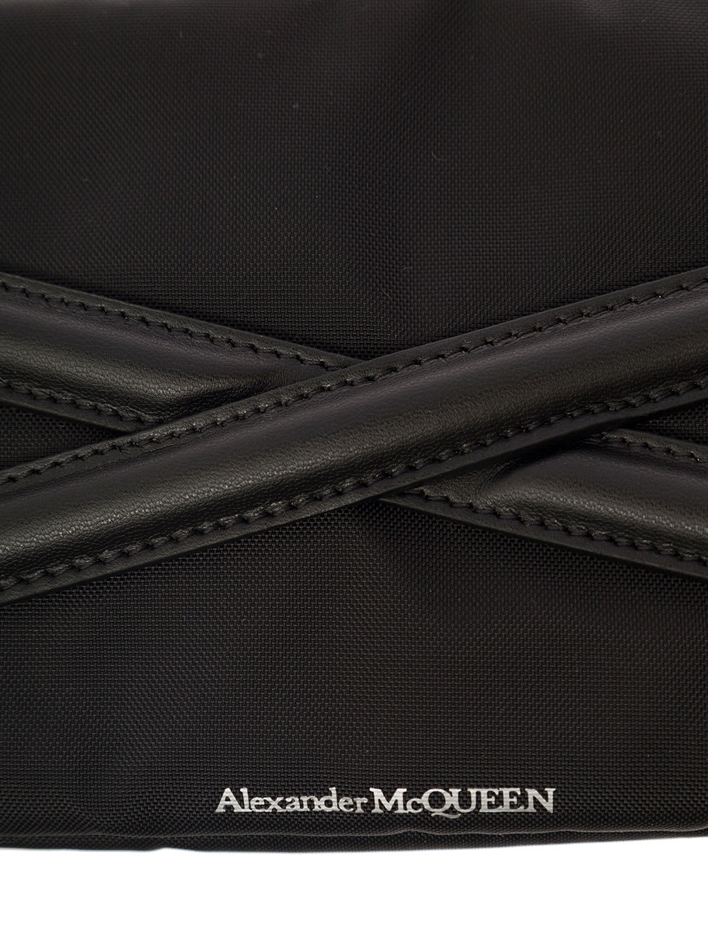 Shop Alexander Mcqueen Black Beauty Case With Harness Detail In Fabric And Leather Man