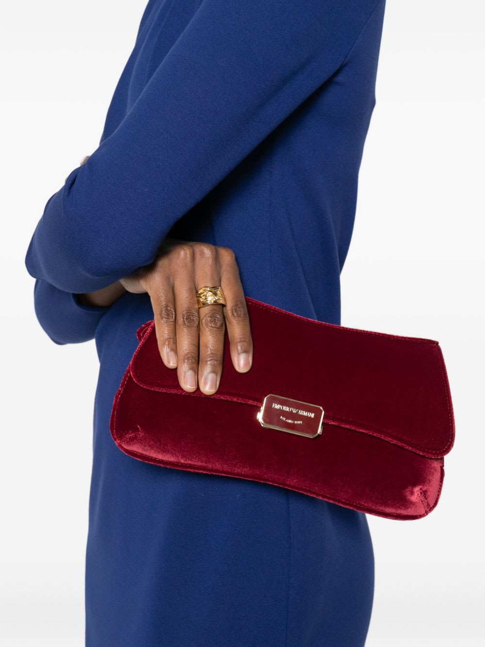 Emporio Armani Maroon Logo Clutch In Burgundy