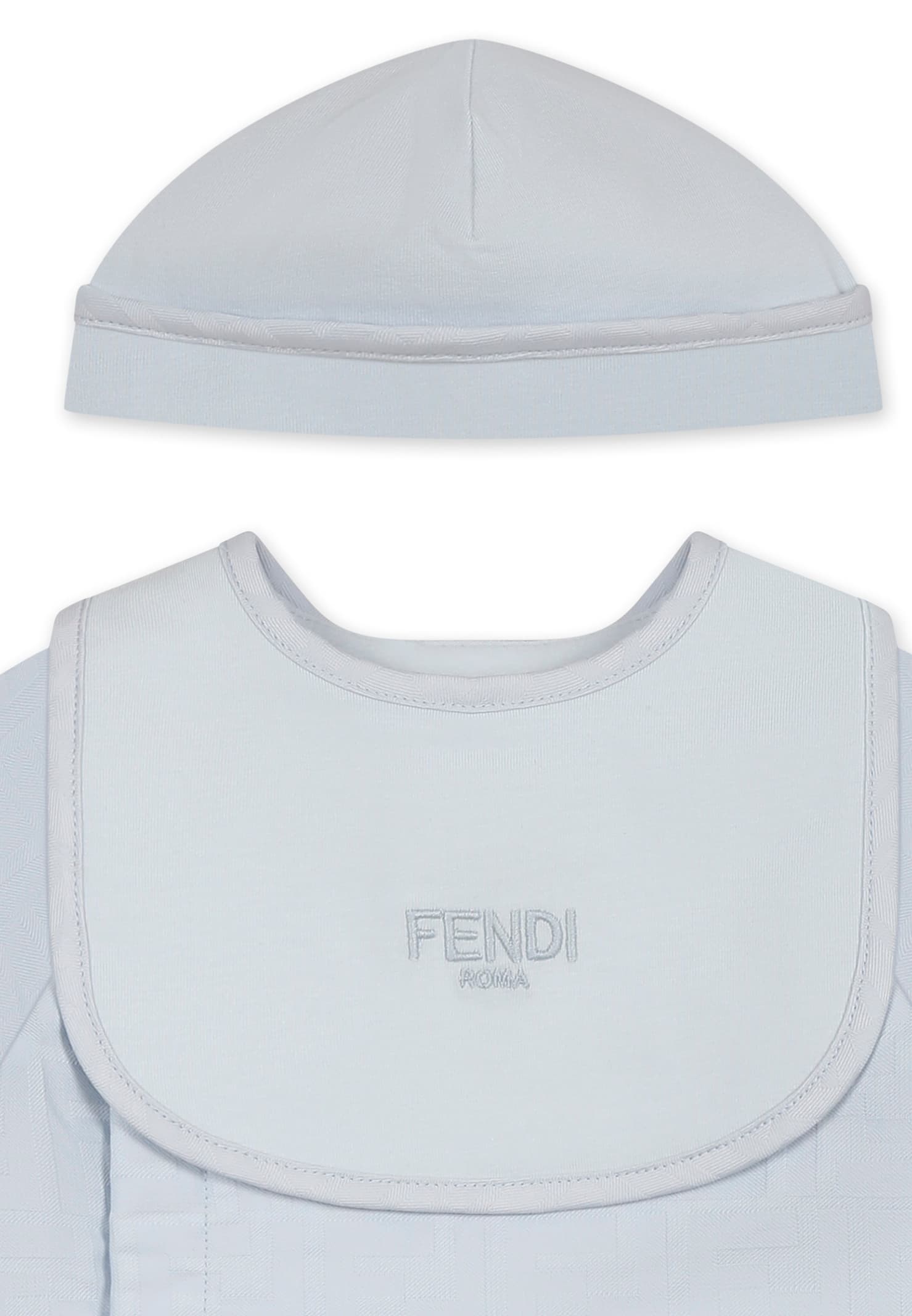 Fendi Light Blue Babygrow Set For Baby Boy With Ff In Light Blue