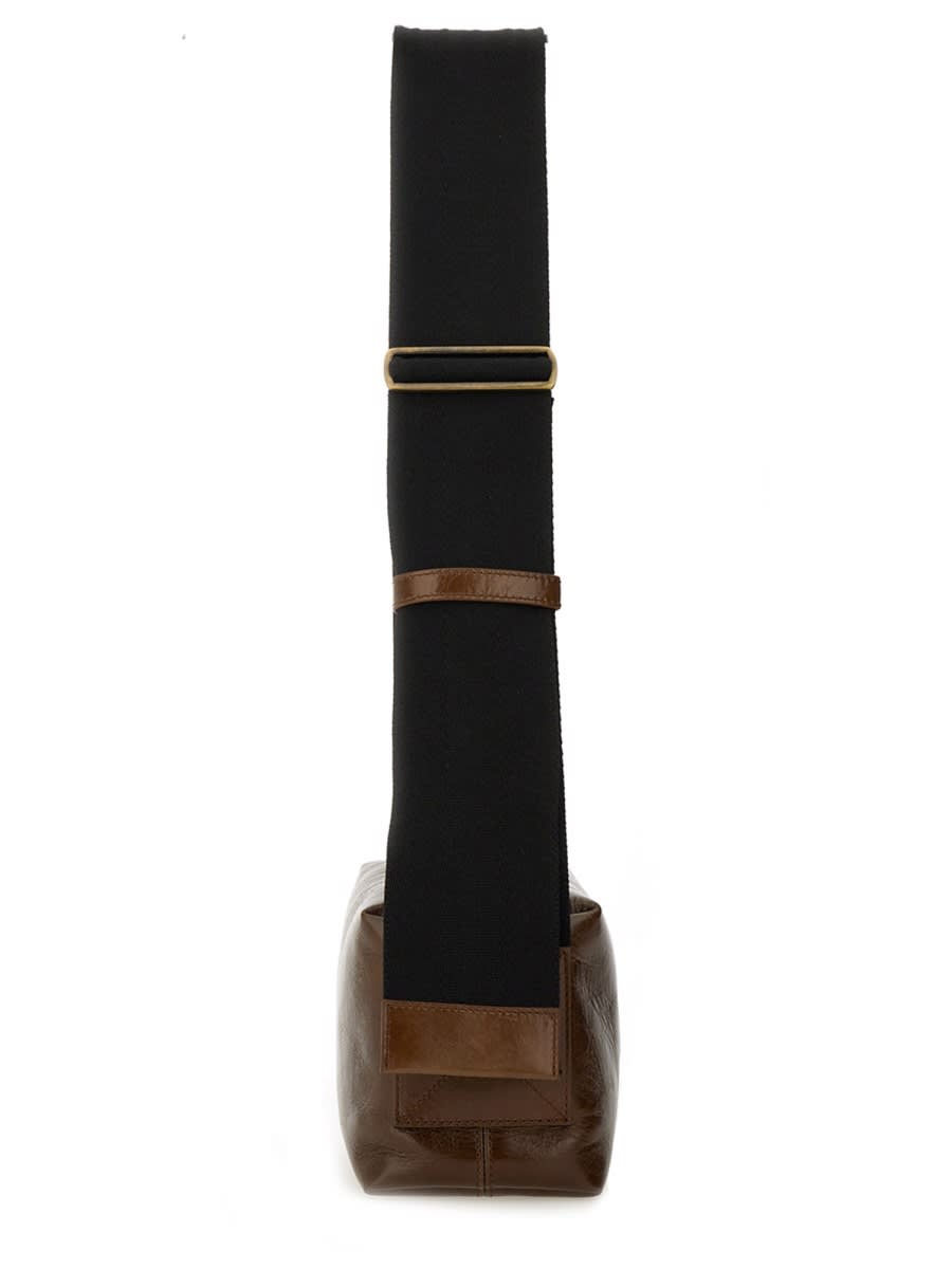 Uma Wang Leather Rectangular Shoulder Bag In Brown