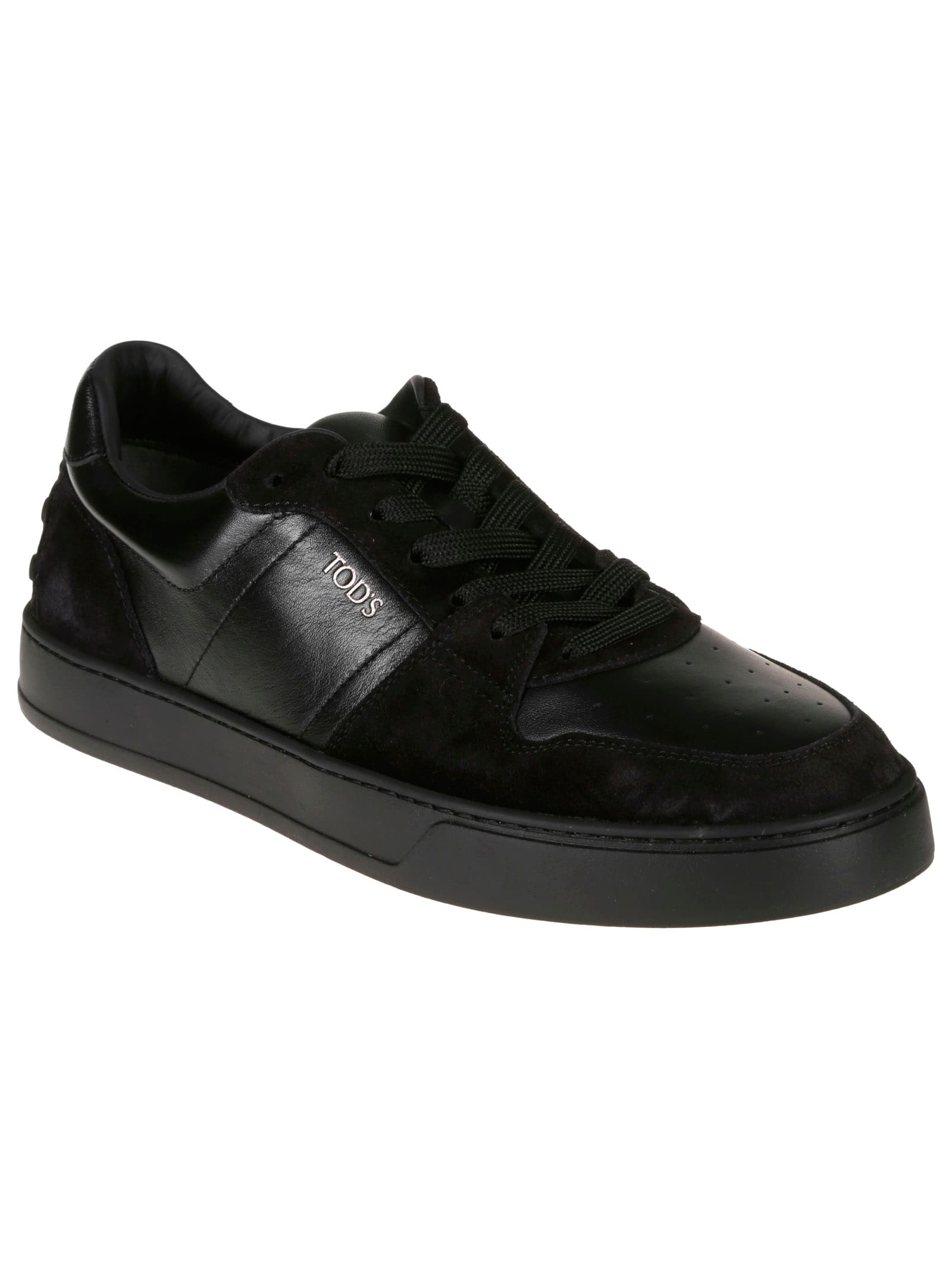 Shop Tod's Logo Embossed Sneakers In Black