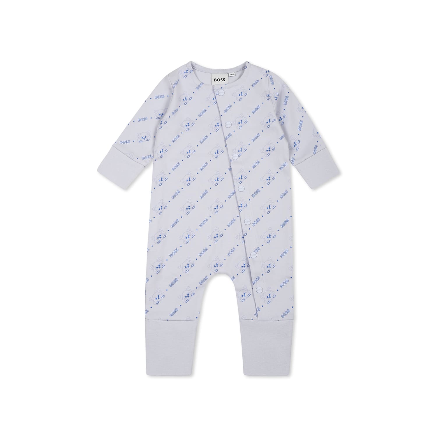 Hugo Boss Light Blue Babygrow Set For Baby Boy With Logo In Light Blue