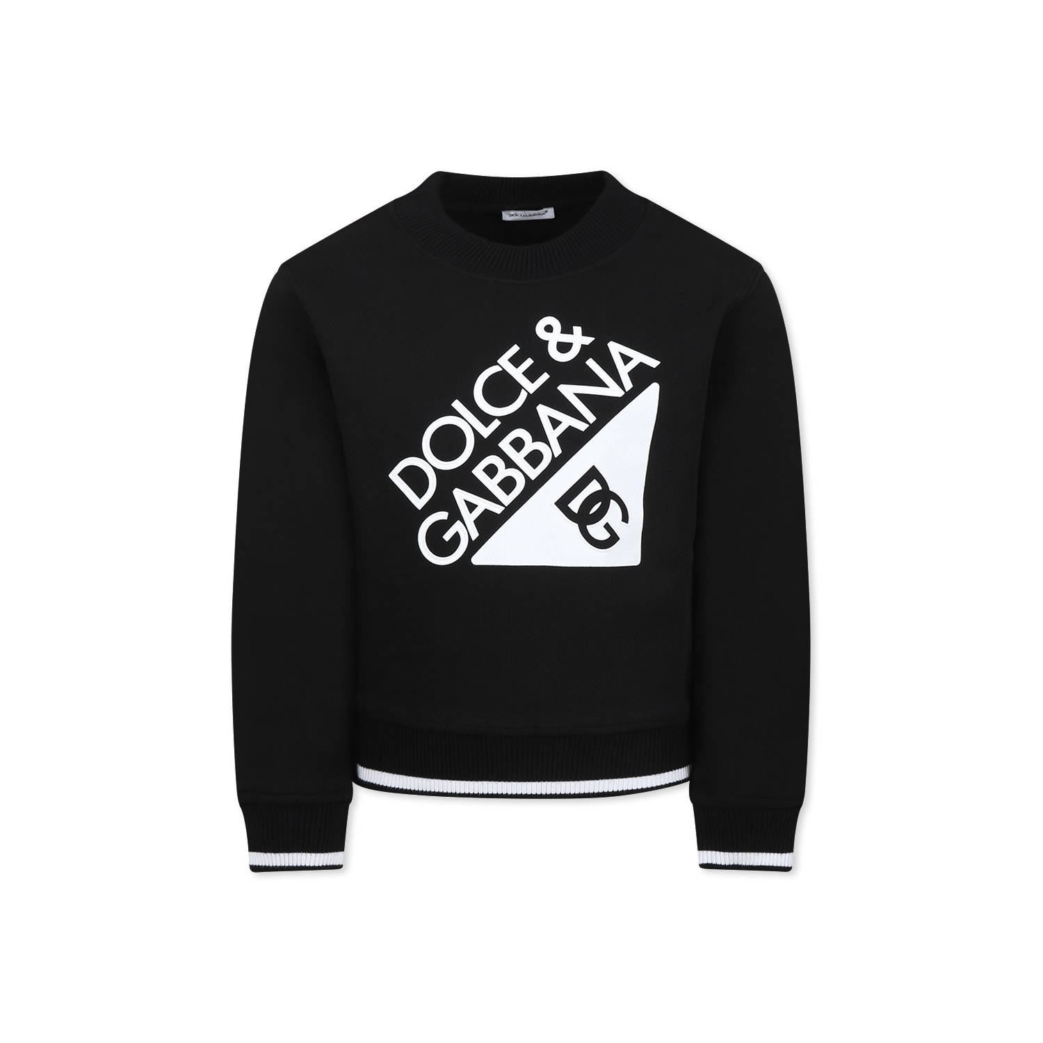 Dolce & Gabbana Black Sweatshirt For Kids With Logo In Black