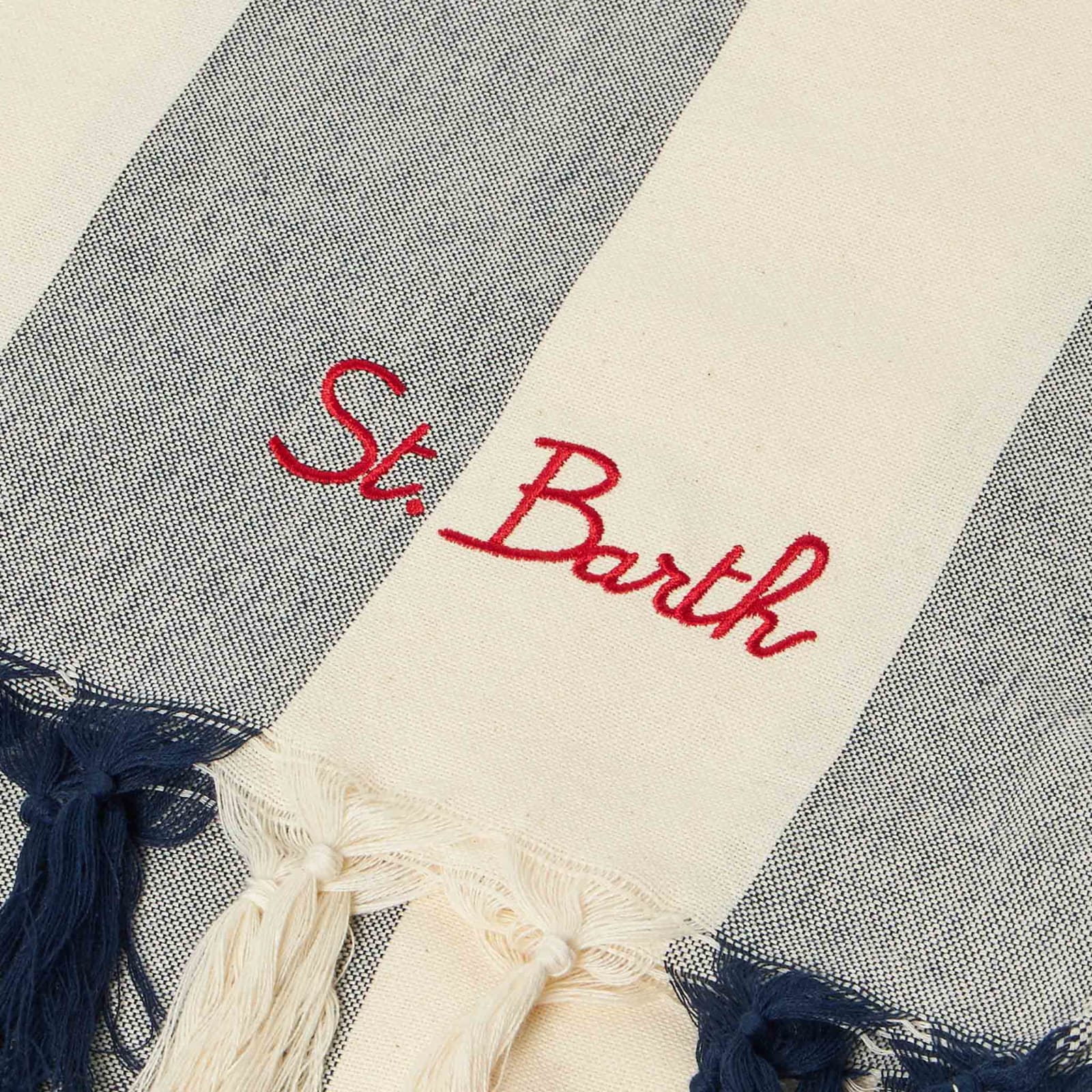 Shop Mc2 Saint Barth Fouta Lightweight With White And Blue Stripes