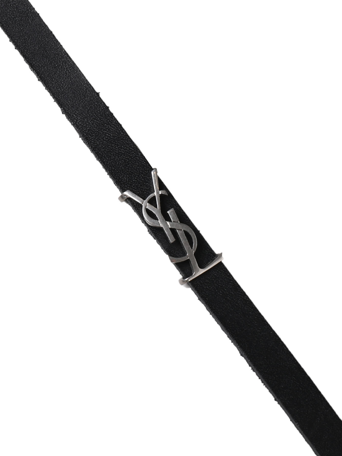 Shop Saint Laurent Double Wrap Logo Bracelet In Black