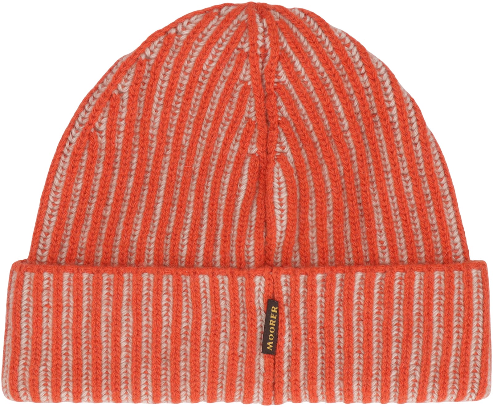 Moorer Davis Knitted Beanie In Orange