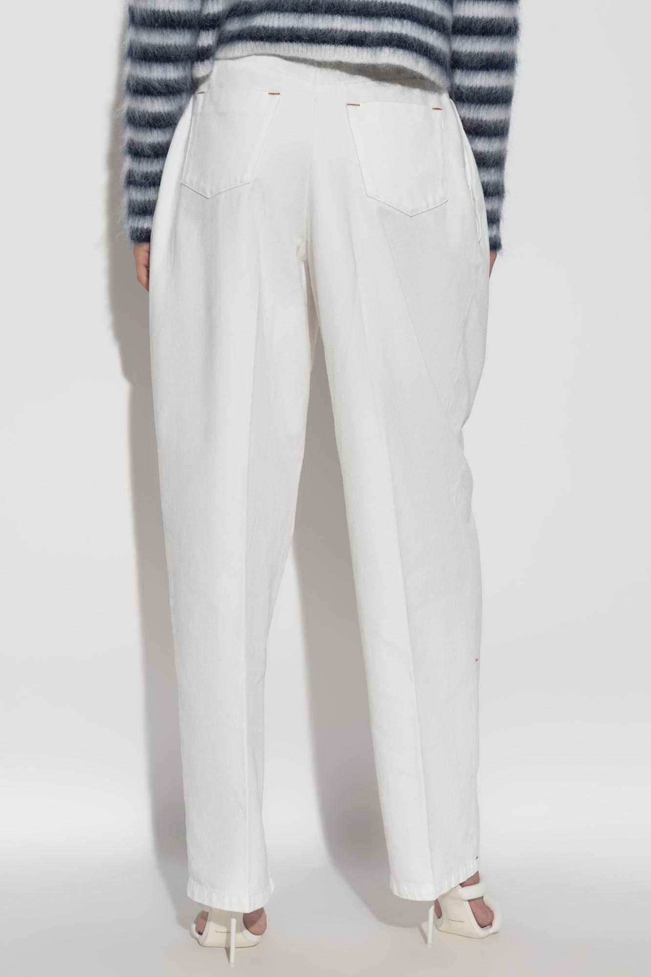 Shop Jacquemus Wide-leg Jeans In White