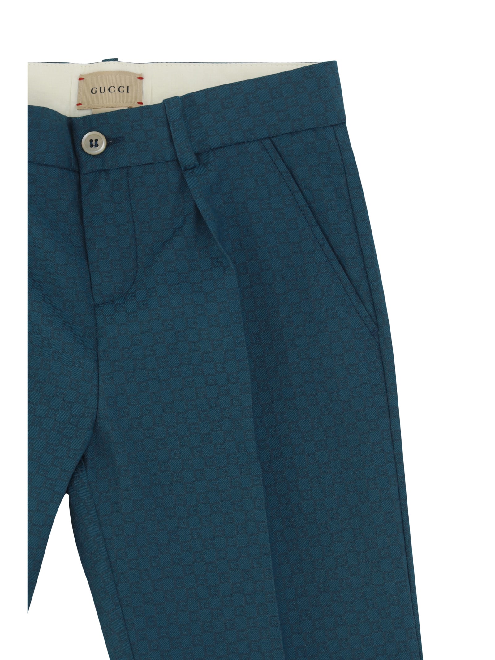 Shop Gucci Pants For Boy In Dark Teal