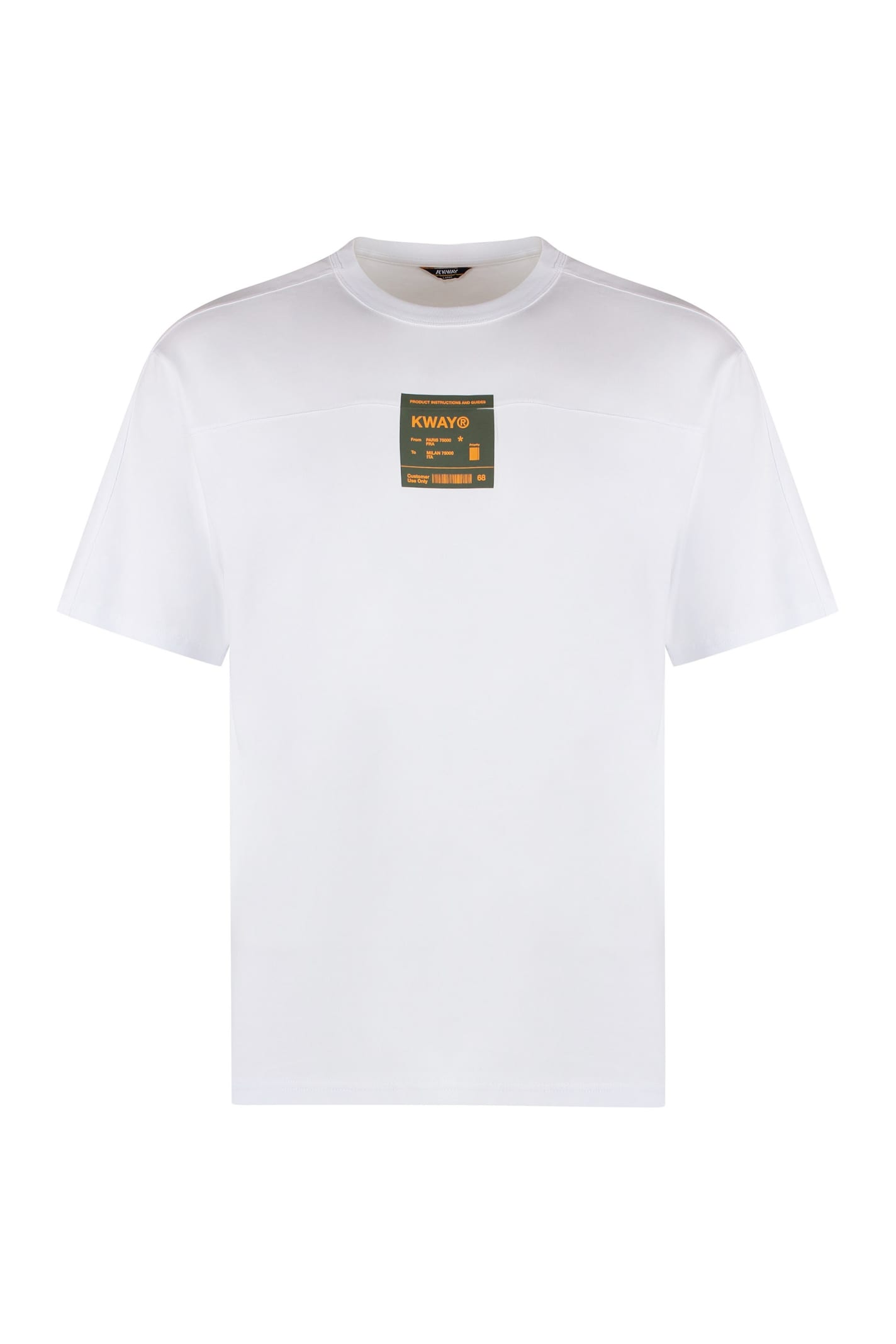 K-way Fantome Cotton Crew-neck T-shirt In White