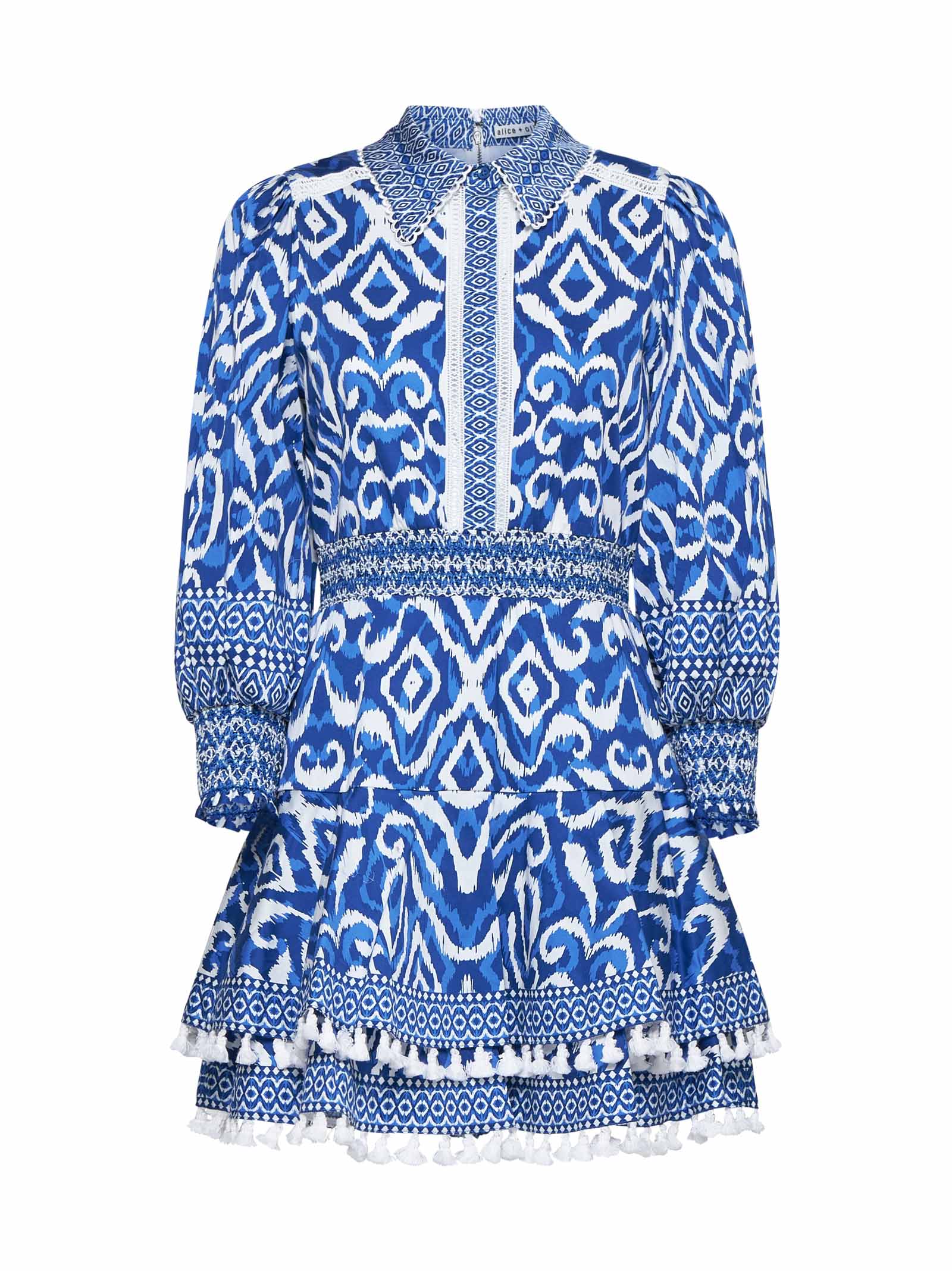 Shop Alice And Olivia Dress In Artisan Ikat French Blue