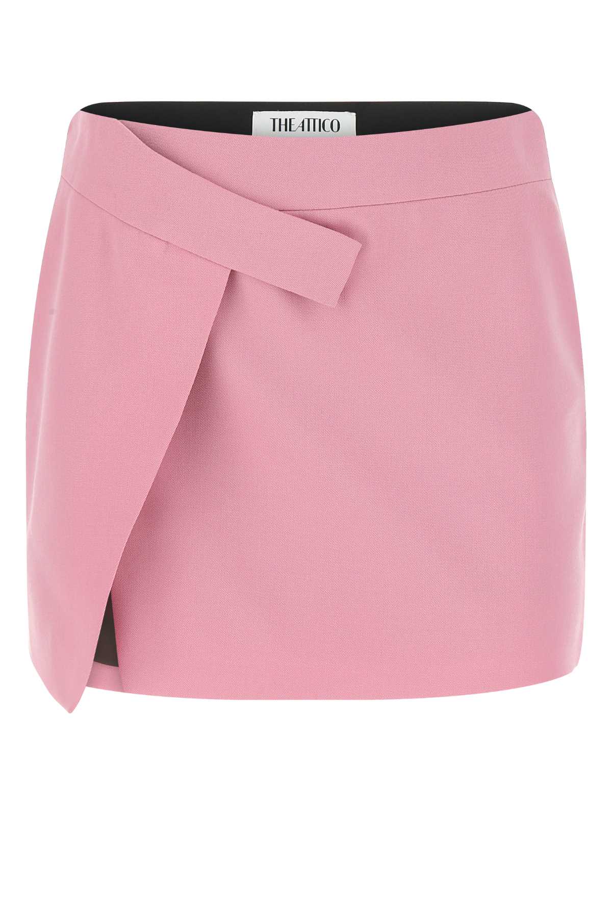 Shop Attico Pink Stretch Wool Cloe Mini Skirt In 188