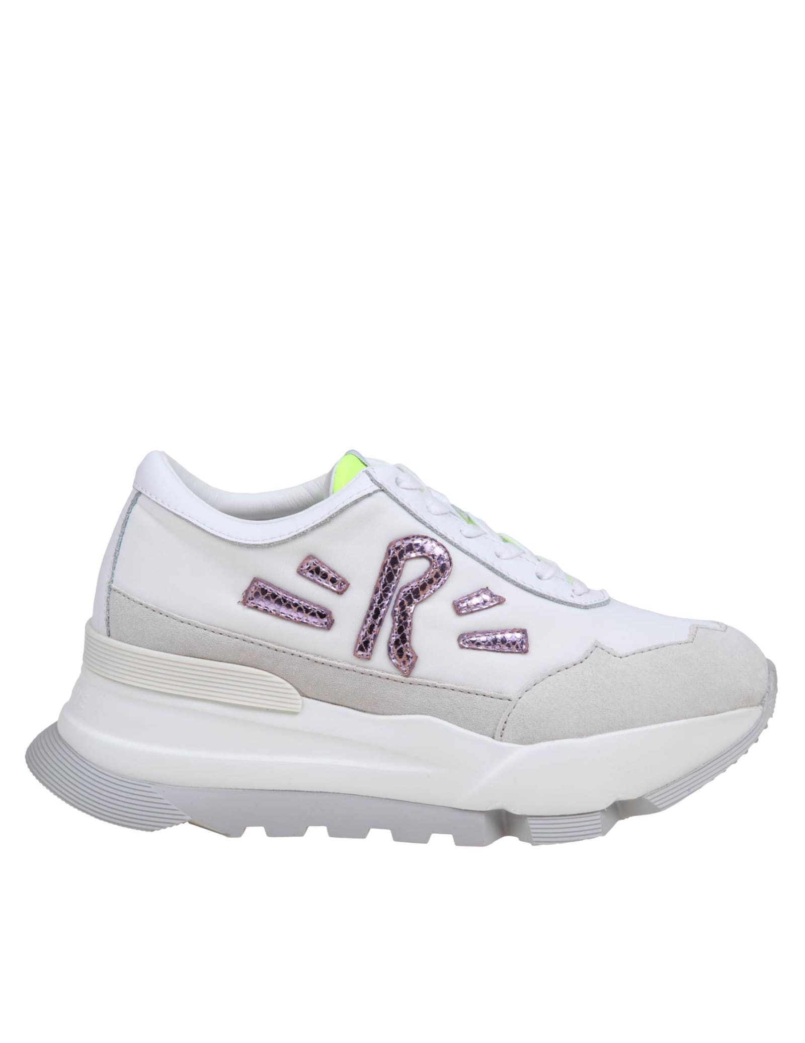 Ruco Line White And Yellow Leather Trainers