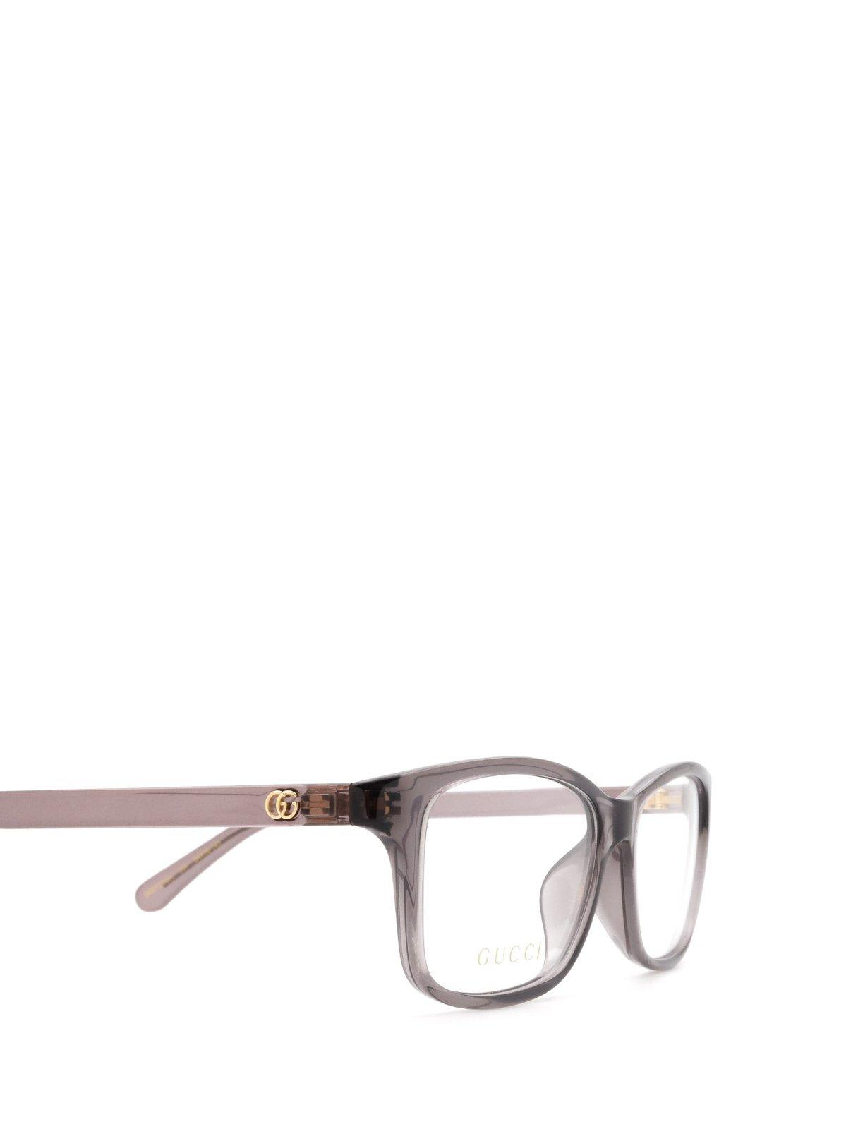 Shop Gucci Rectangular Frame Glasses In 007 Grey Grey Transparent