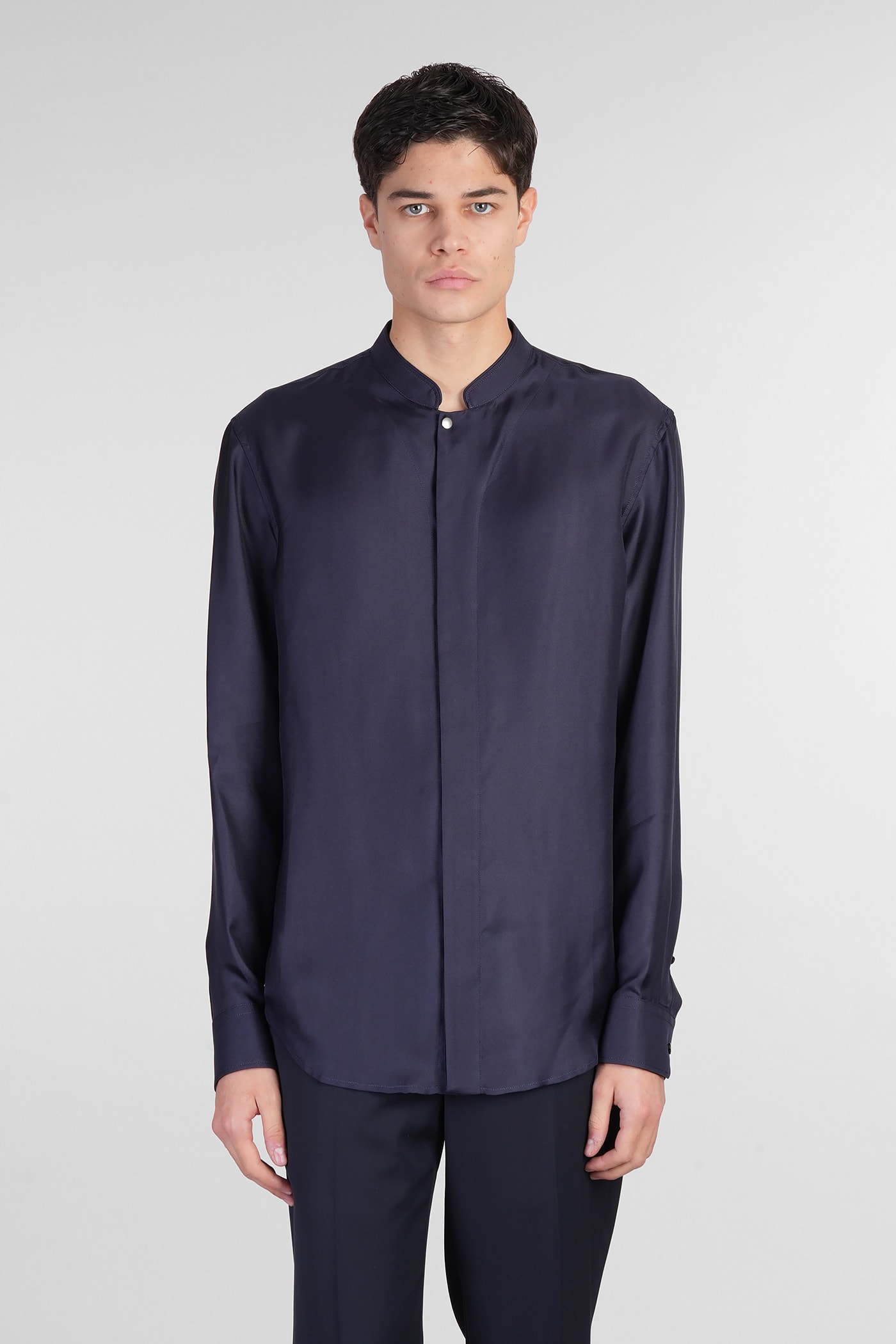 Shirt In Blue Silk