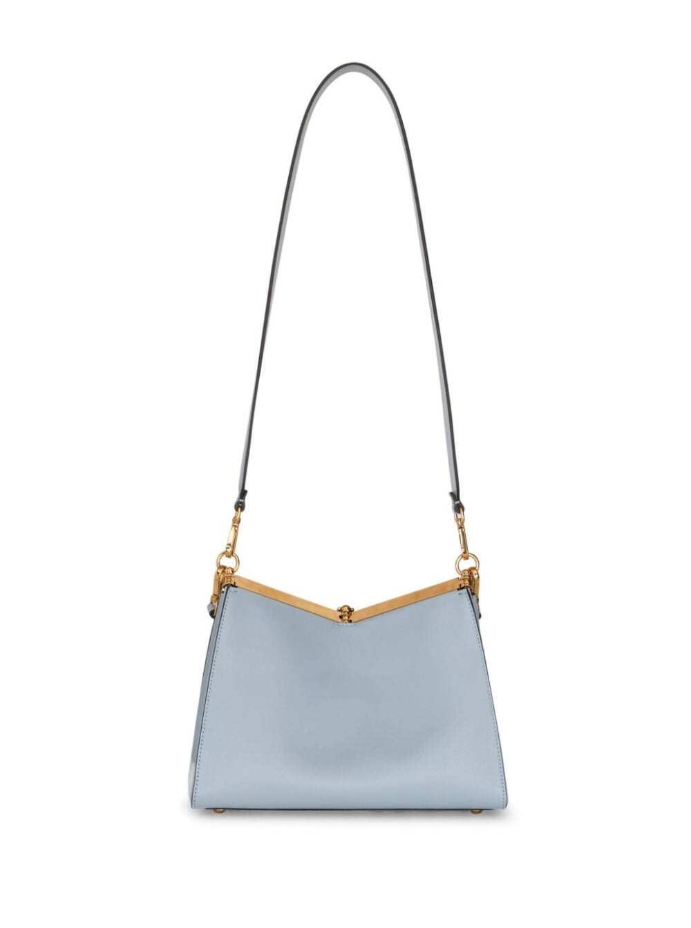 Shop Etro Medium Vela Light Blue Shoulder Bag With Logo And Pegasus Charm In Leather Woman