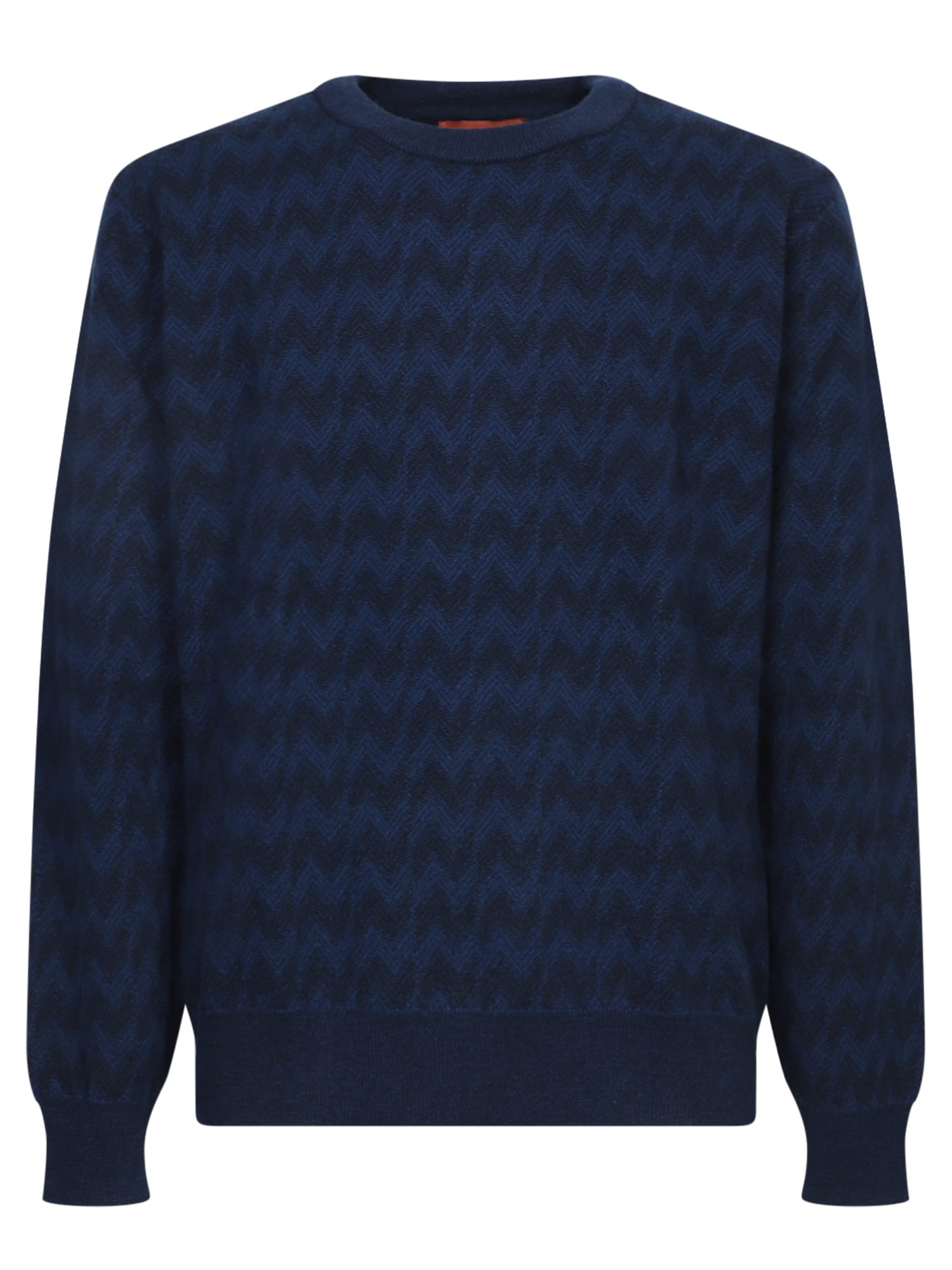 Blue Zigzag Wool And Cashmere Sweater