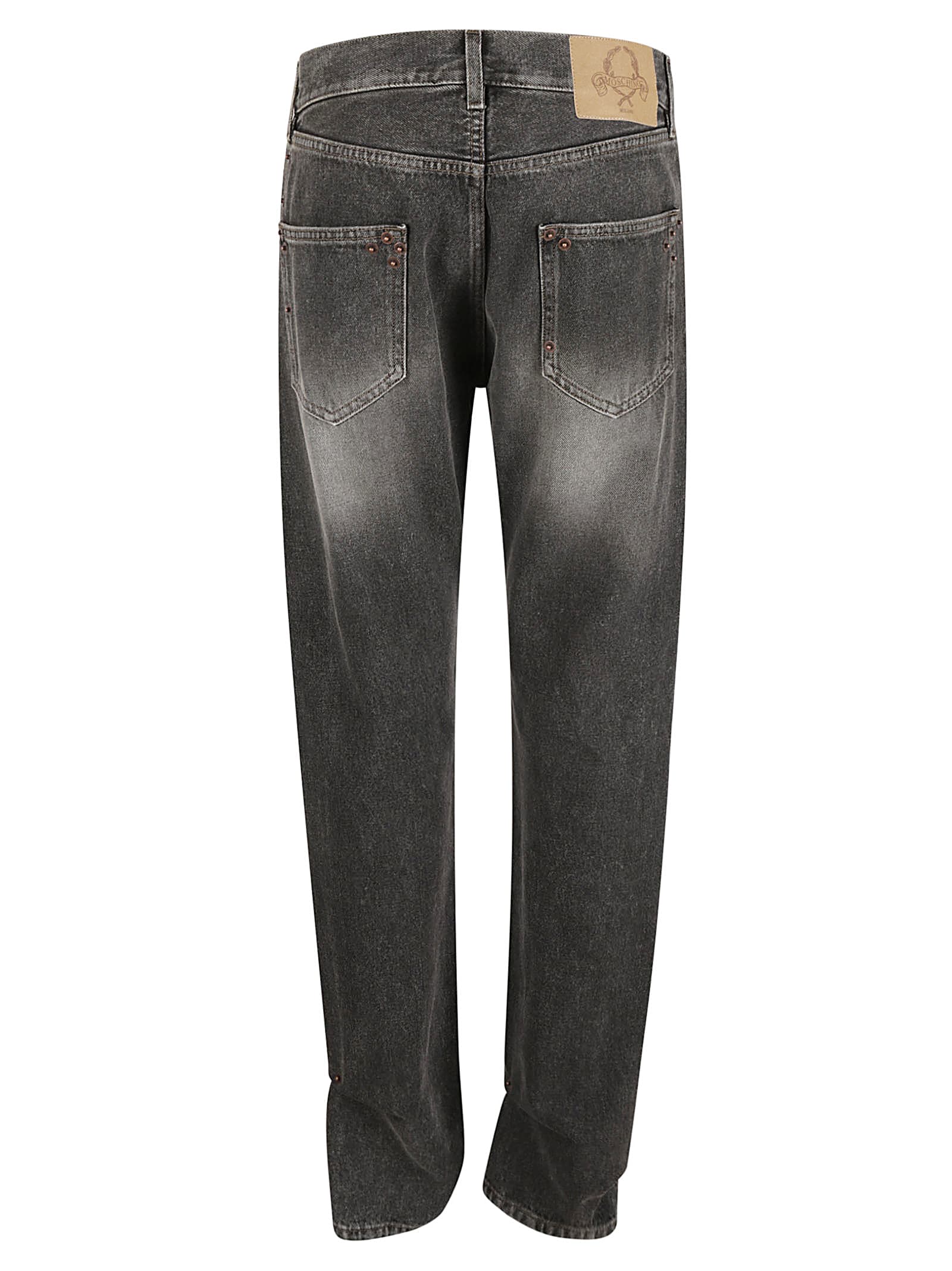 Shop Moschino Buttoned Classic Jeans In Grey