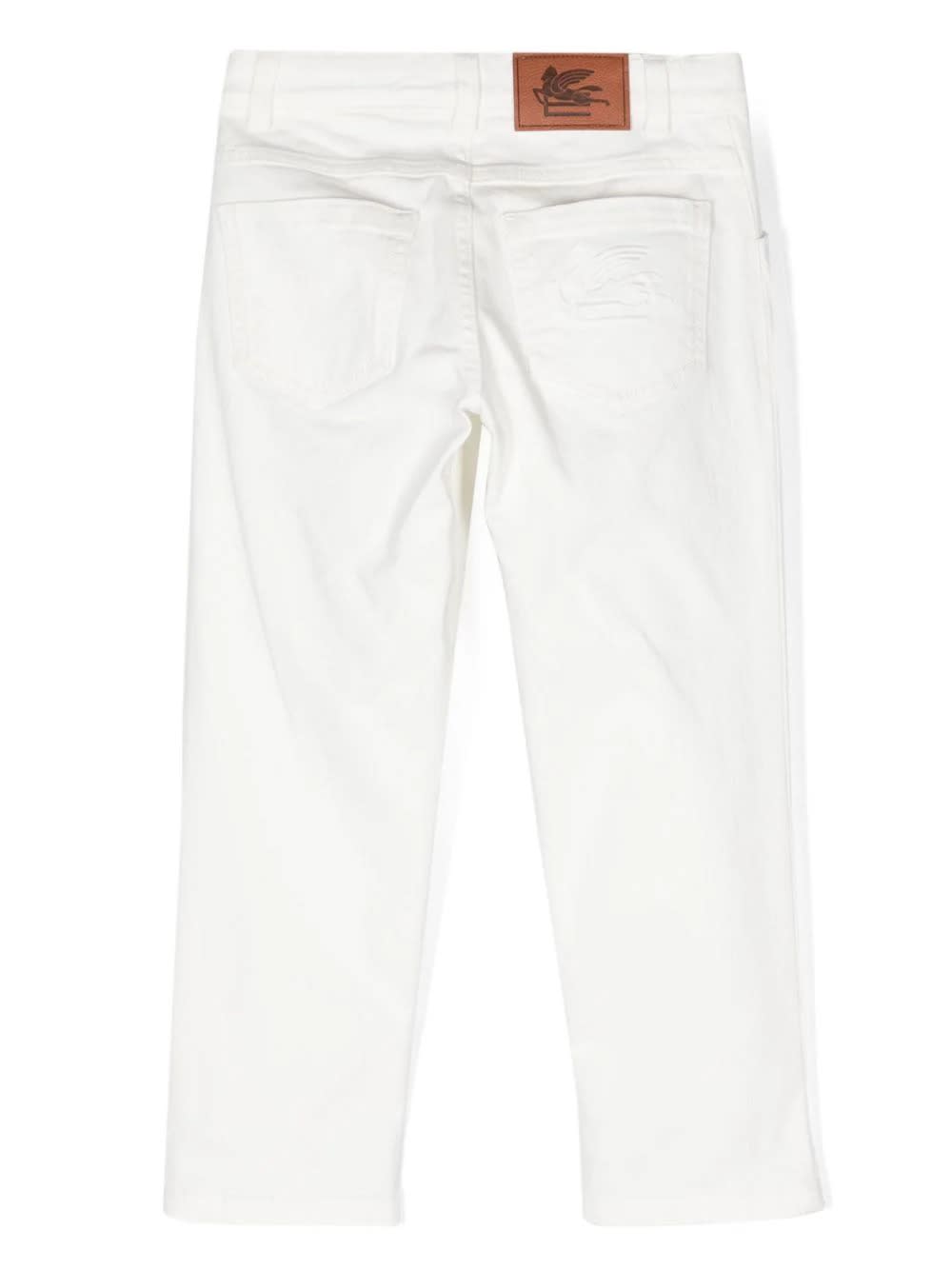 Shop Etro White Slim Fit Jeans With Logo