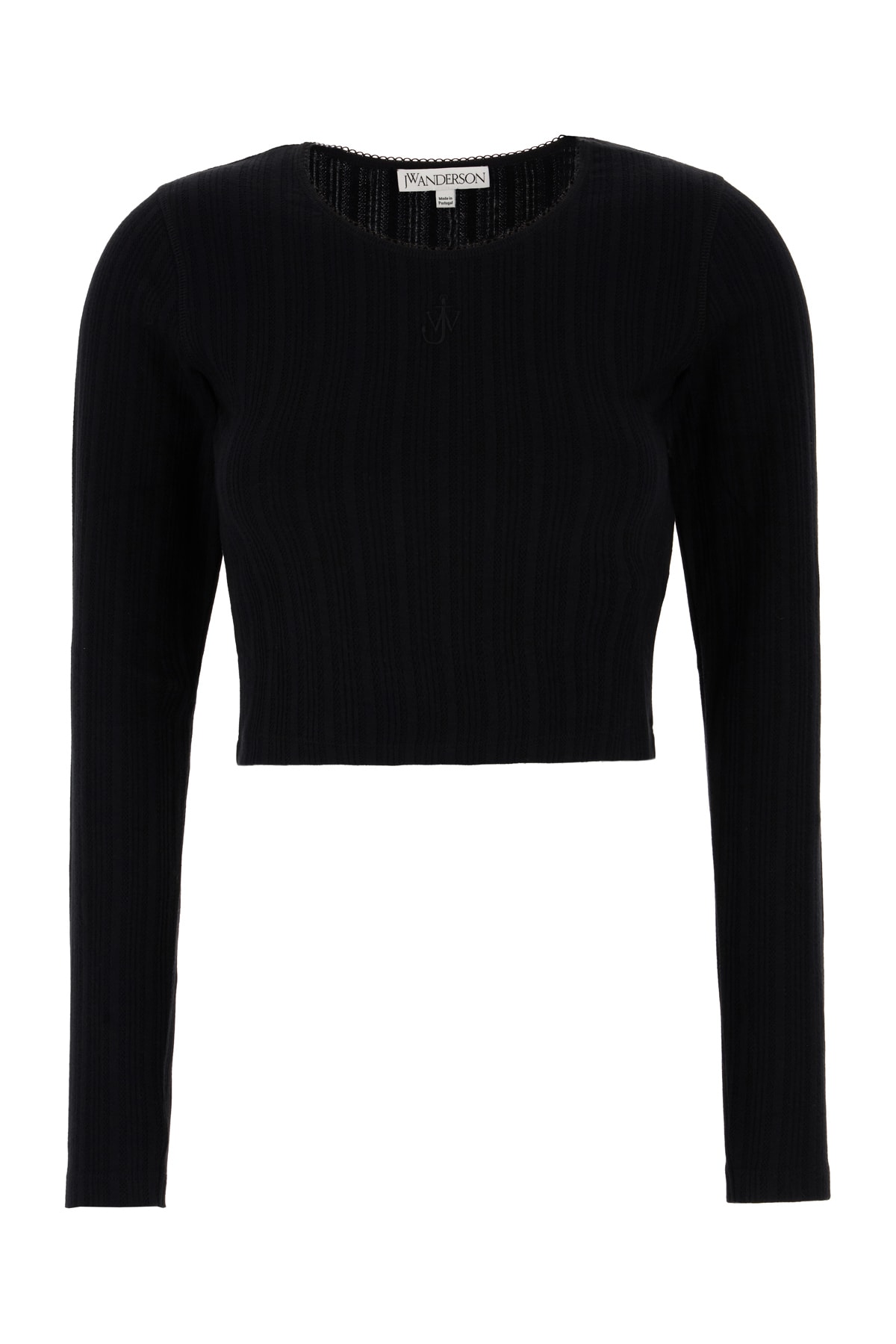 Jw Anderson Short Ribbed Cotton Top In 999