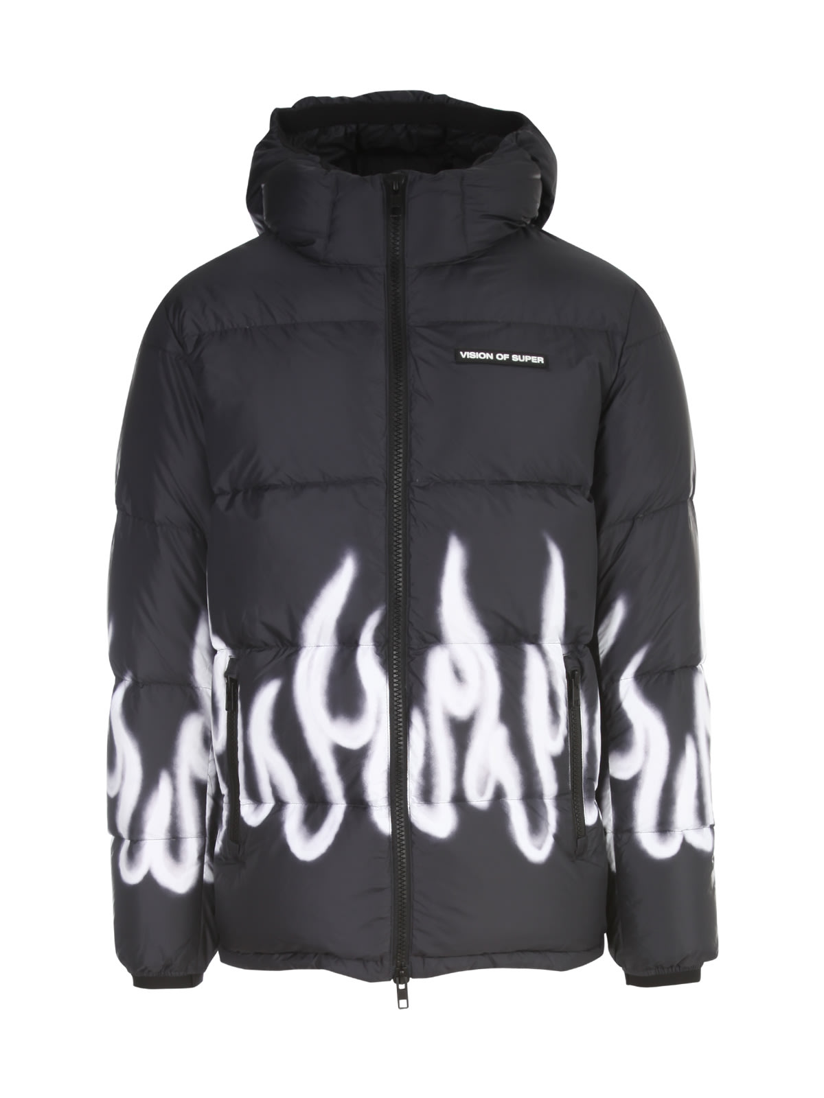 Vision of Super Black Puffy Outwear W/white Flames