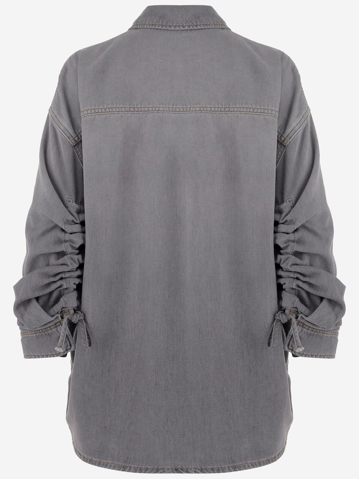 Darkpark Casual Denim Shirt Adjustable Cuffs In Gold