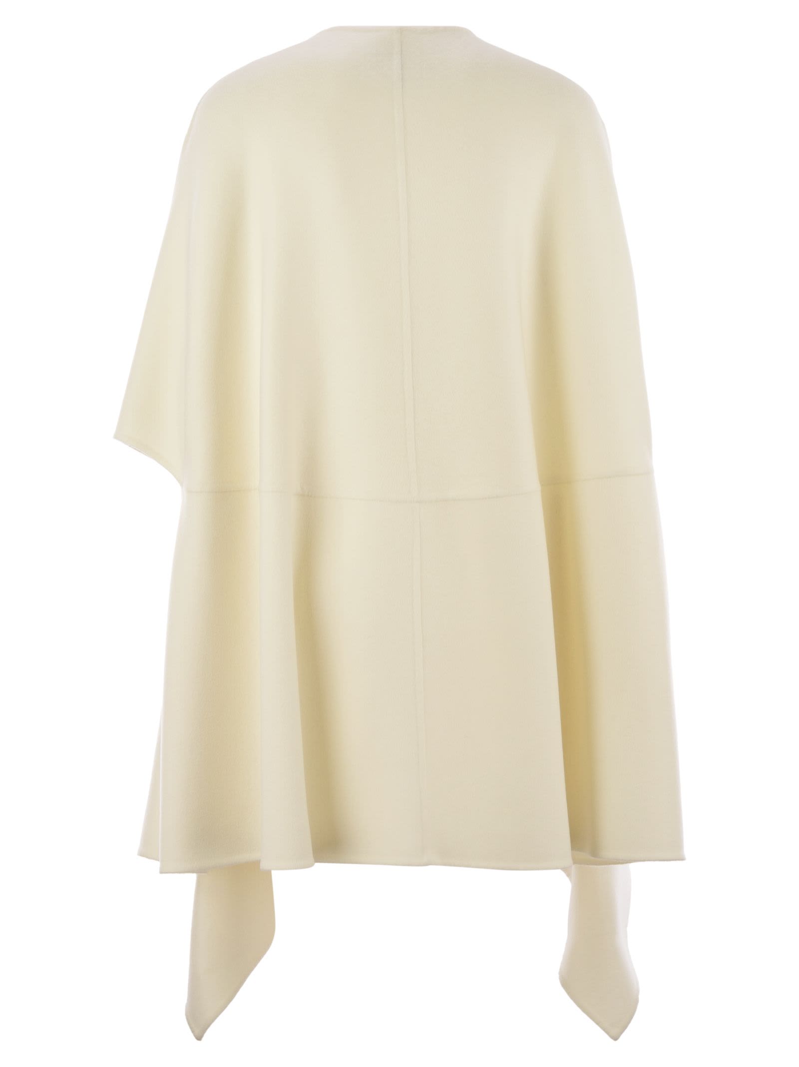 Fabiana Filippi Double Cashemere Coat With Jewelled Button In White