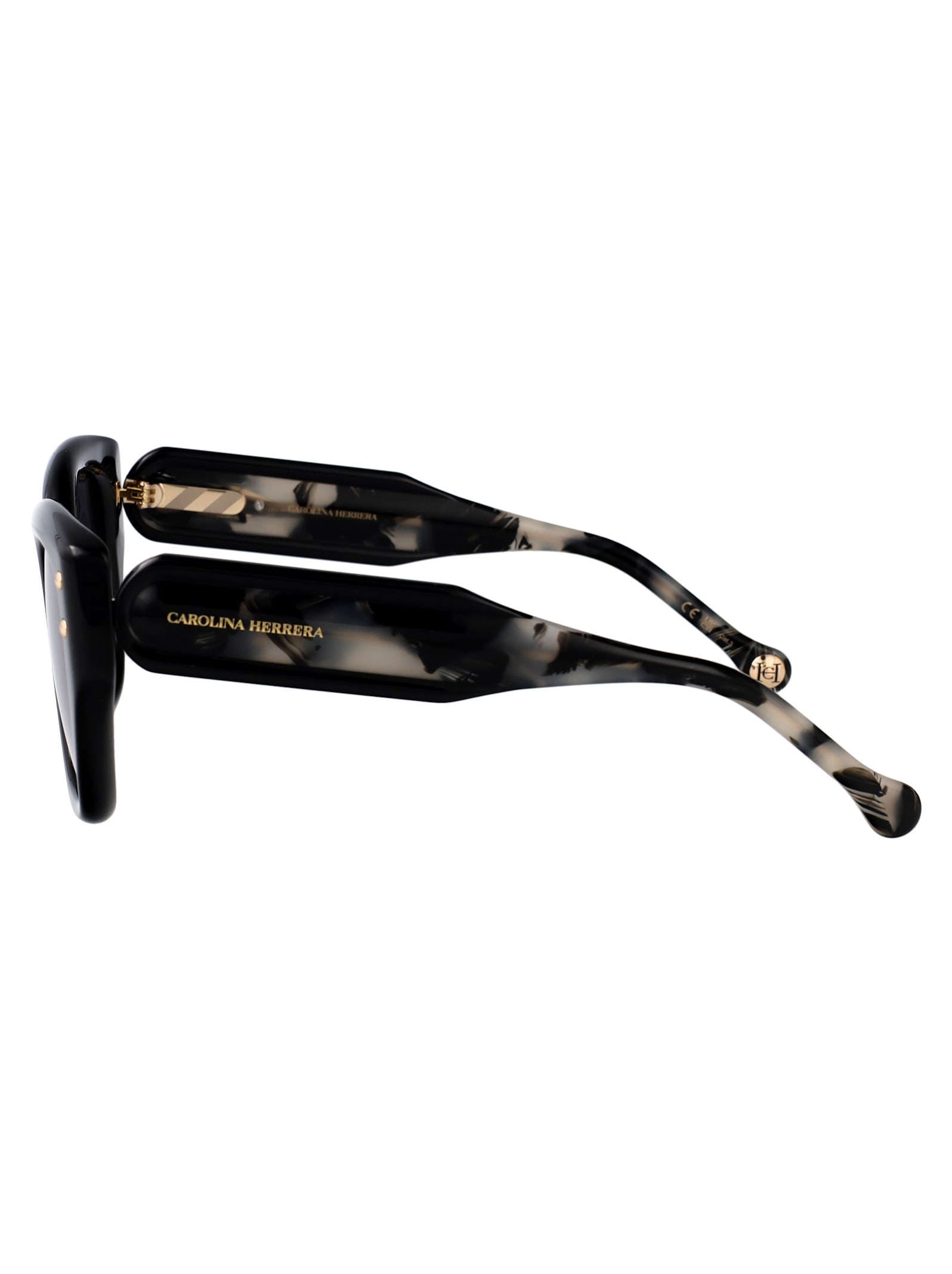 Carolina Herrera Black Acetate Sunglasses In Black