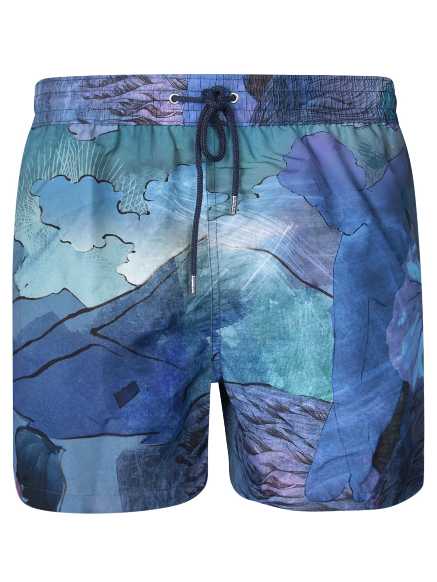 Shop Paul Smith Printed Multicolor/blue Swimsuit