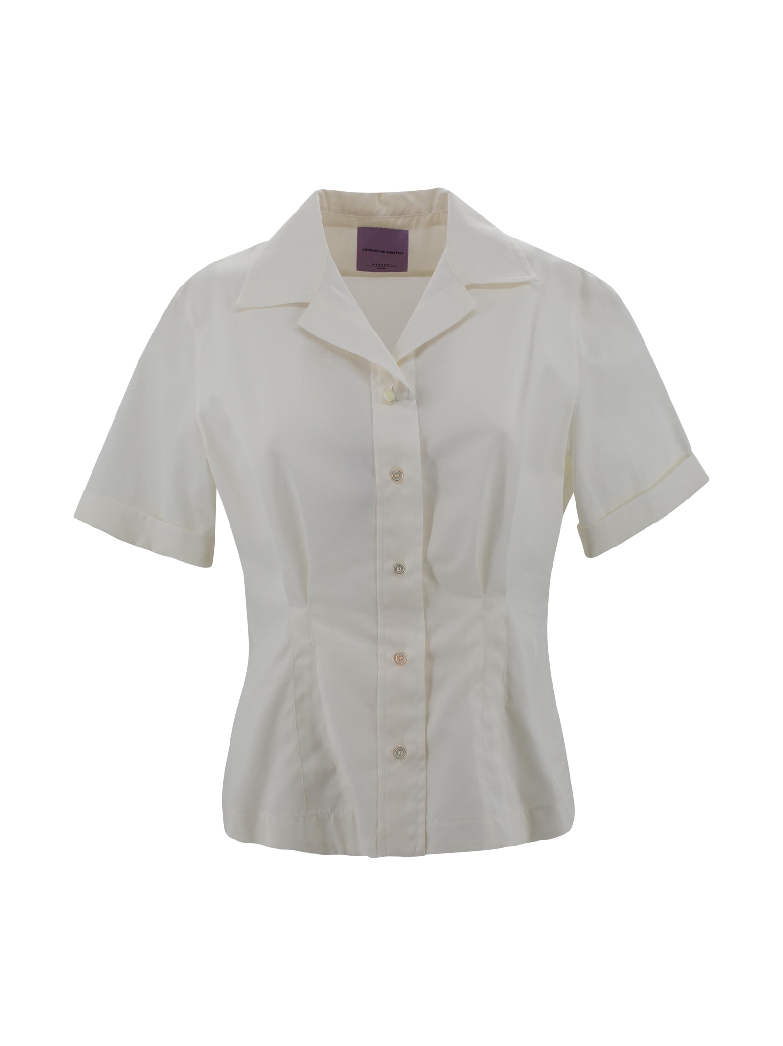 Weekend Max Mara Button-up Short-sleeved Top In White