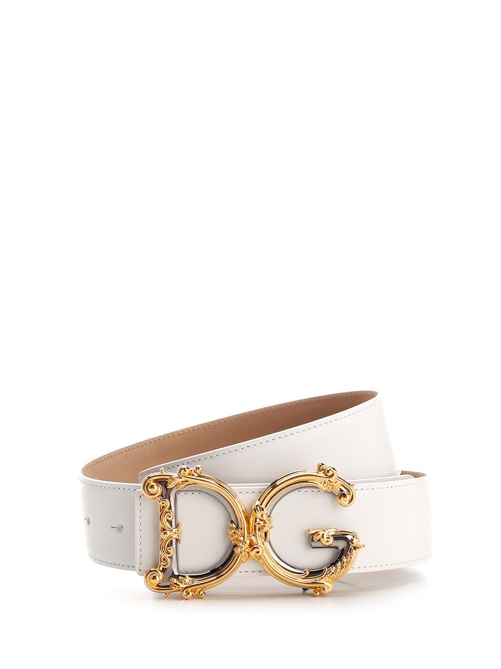 Dolce & Gabbana Baroque Logo Plaque Buckle Belt