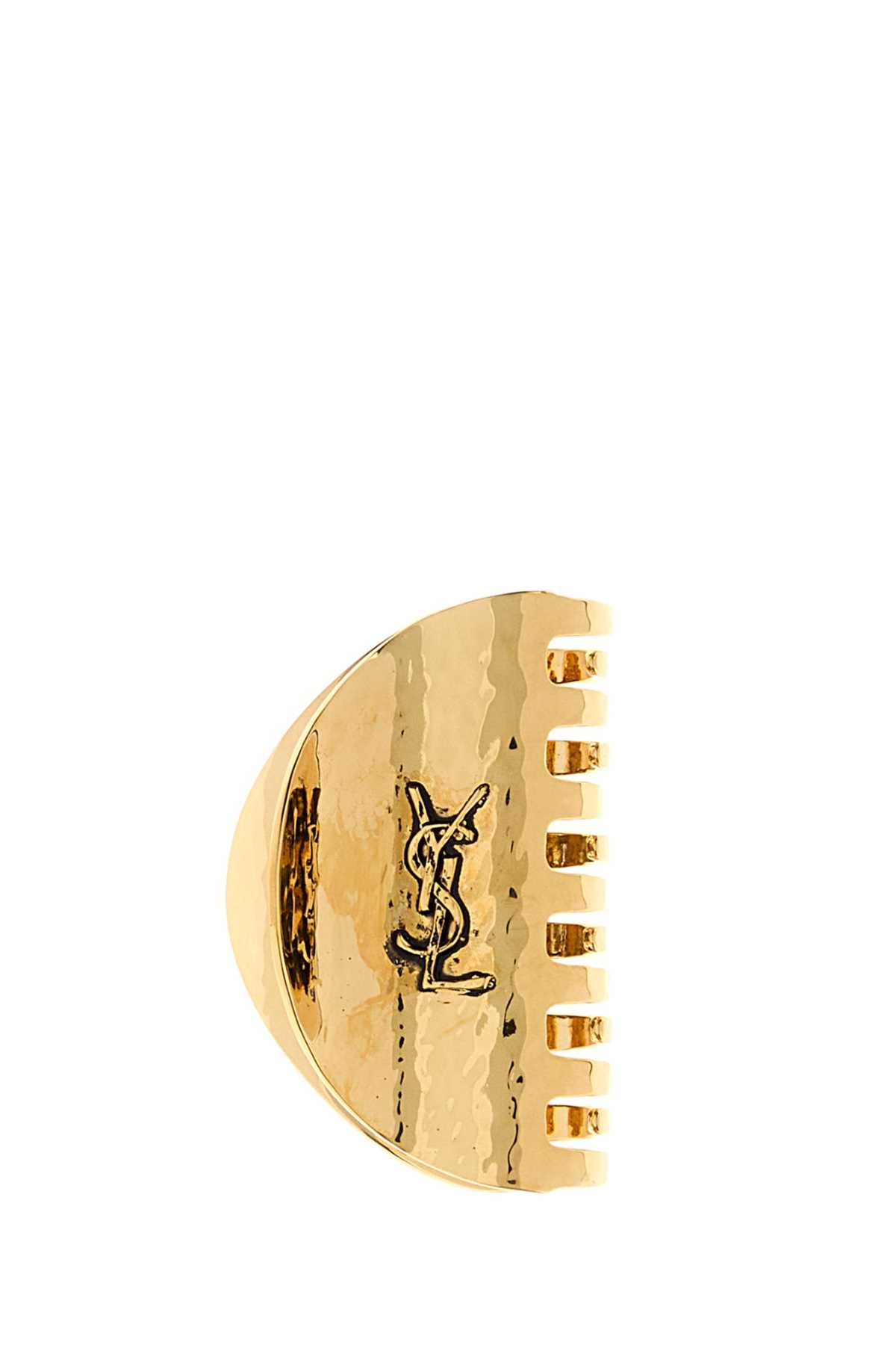 Saint Laurent Textured Metal Hair Clip With Gold Finish In Gold