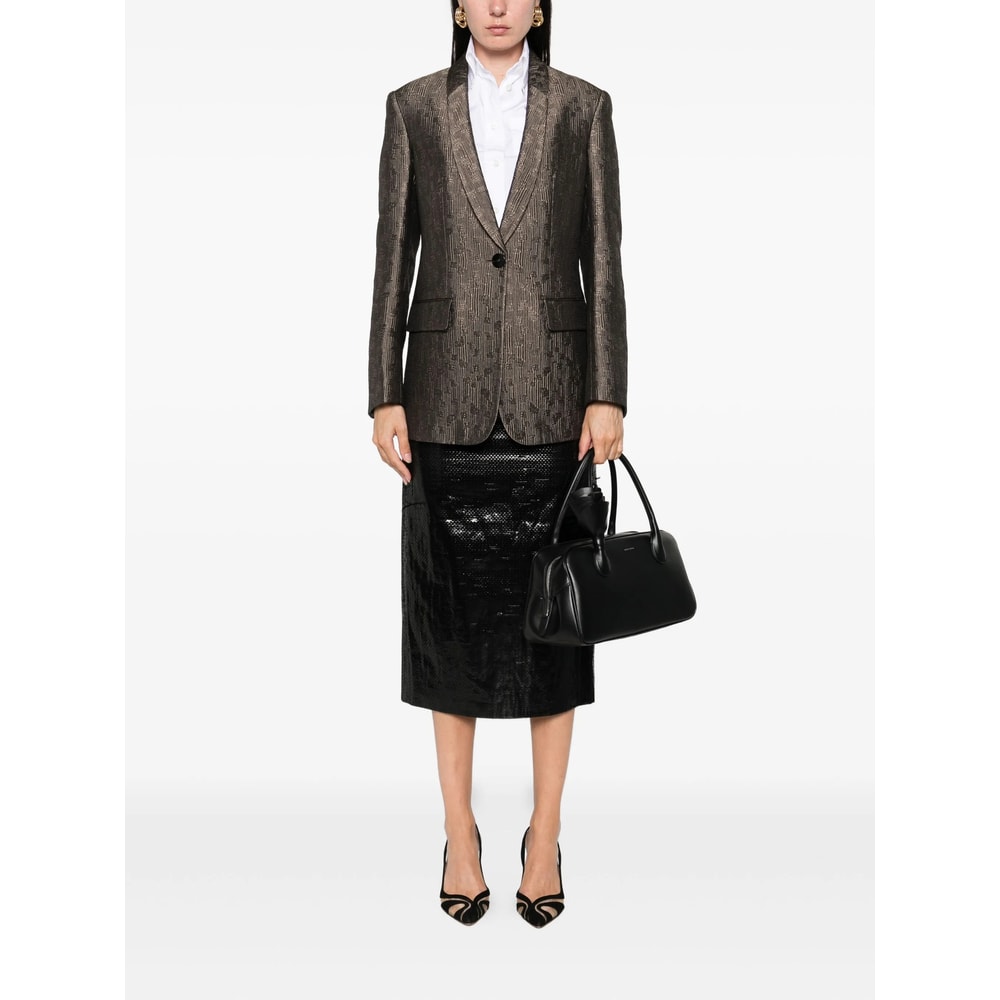 Giorgio Armani Single-breasted Jacket In Brown