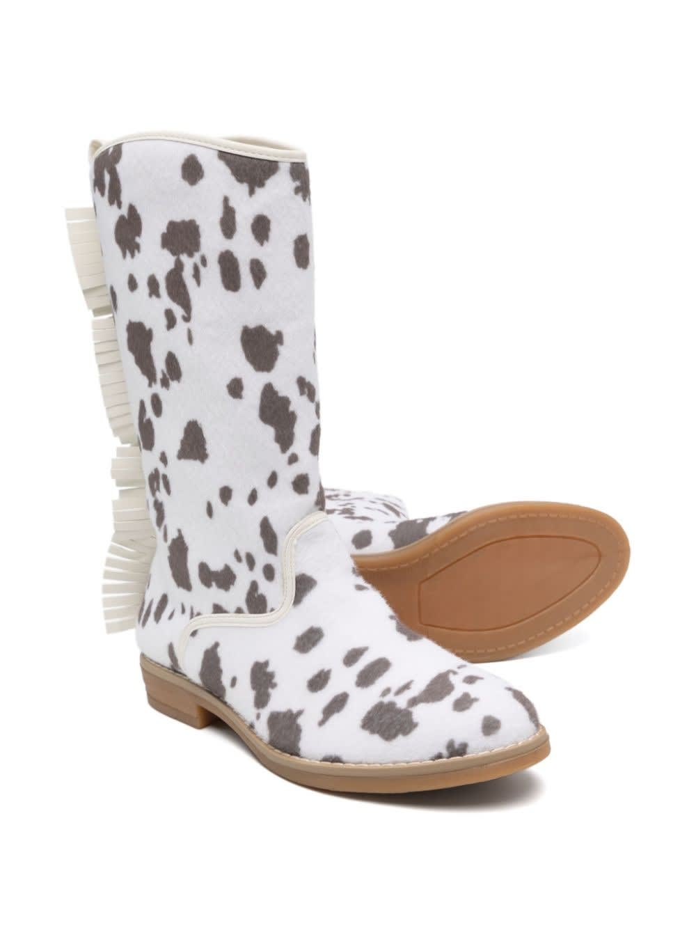 Shop Stella Mccartney Stivali Con Frange In Cream