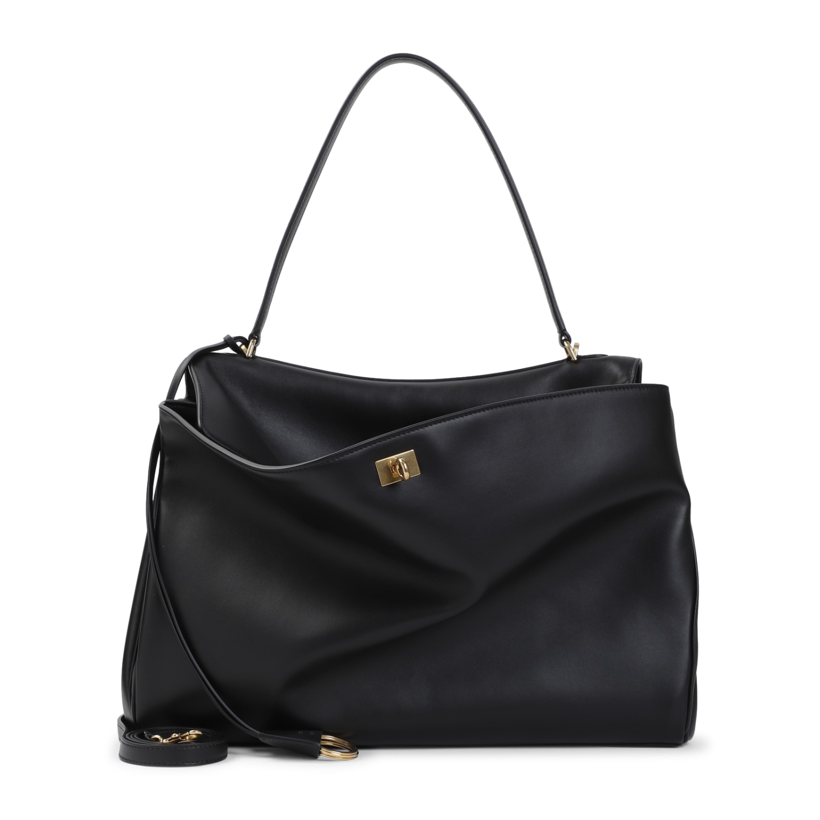 Balenciaga Shoulder Bag Structured Gold-tone Hardware In Black