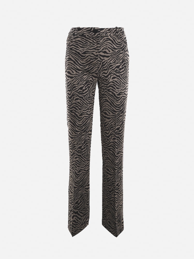 Pinko Flaed Trousers With All-over Animalier Print