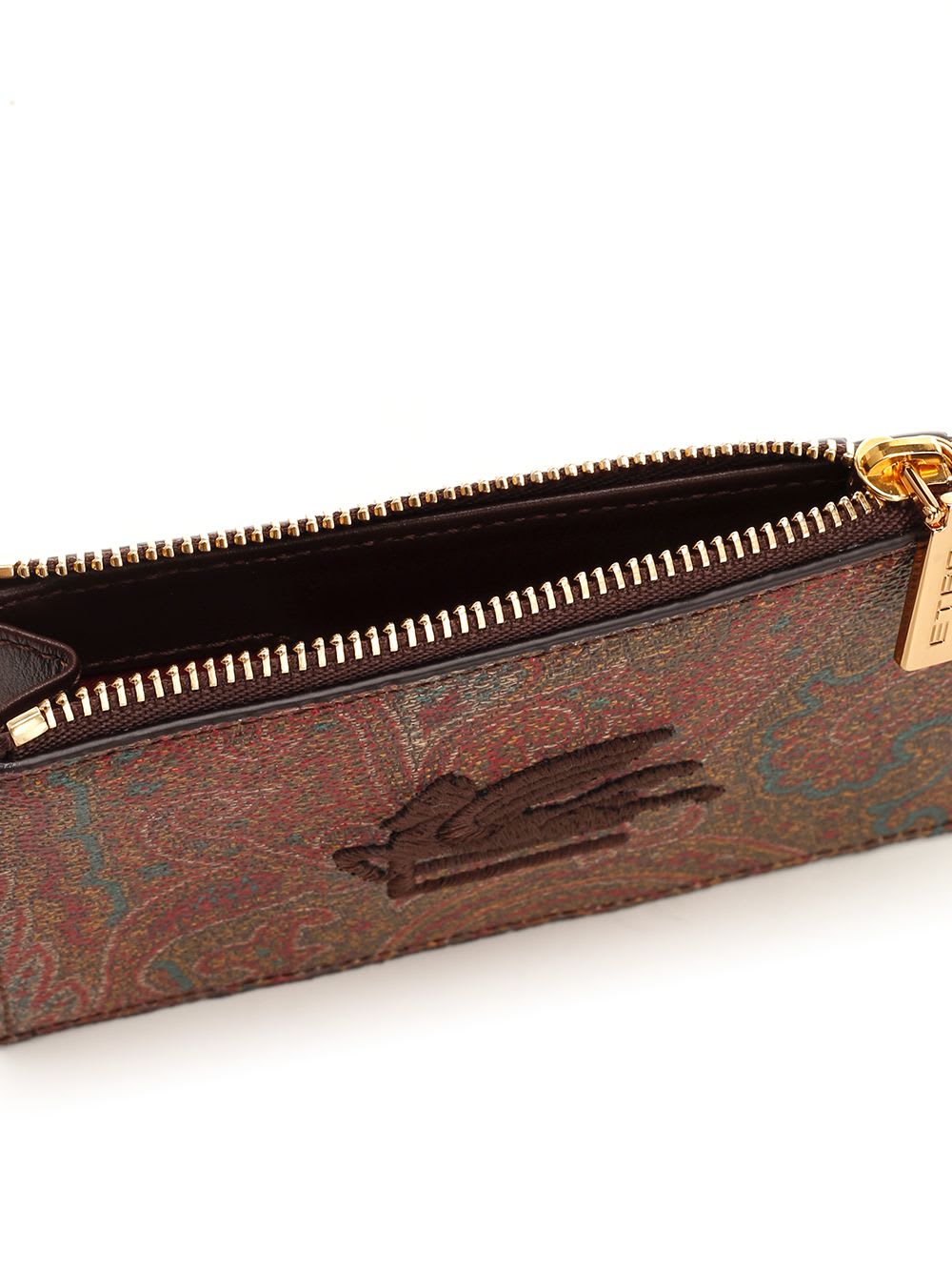 Shop Etro Paisley Zipped Card Holder In Brown