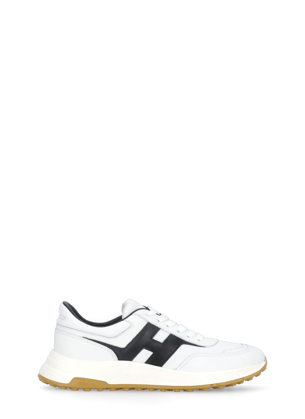 Hogan Lightweight Sneaker With Contrast Panel And Rubber Sole In White
