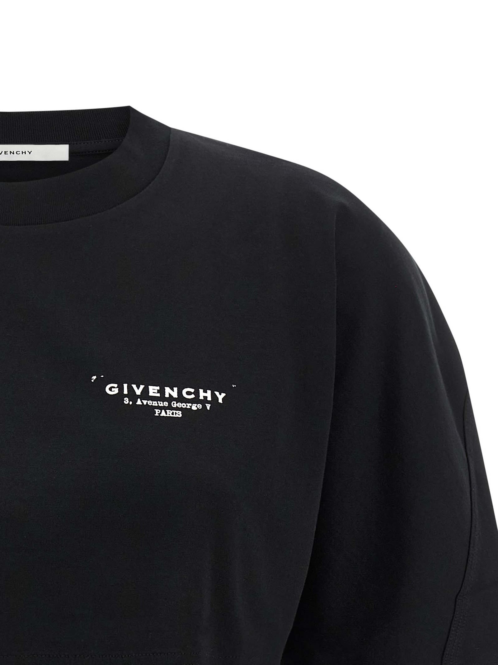 Givenchy Cropped Fit T-shirt In Cotton With Stamp Print Clothing In Black