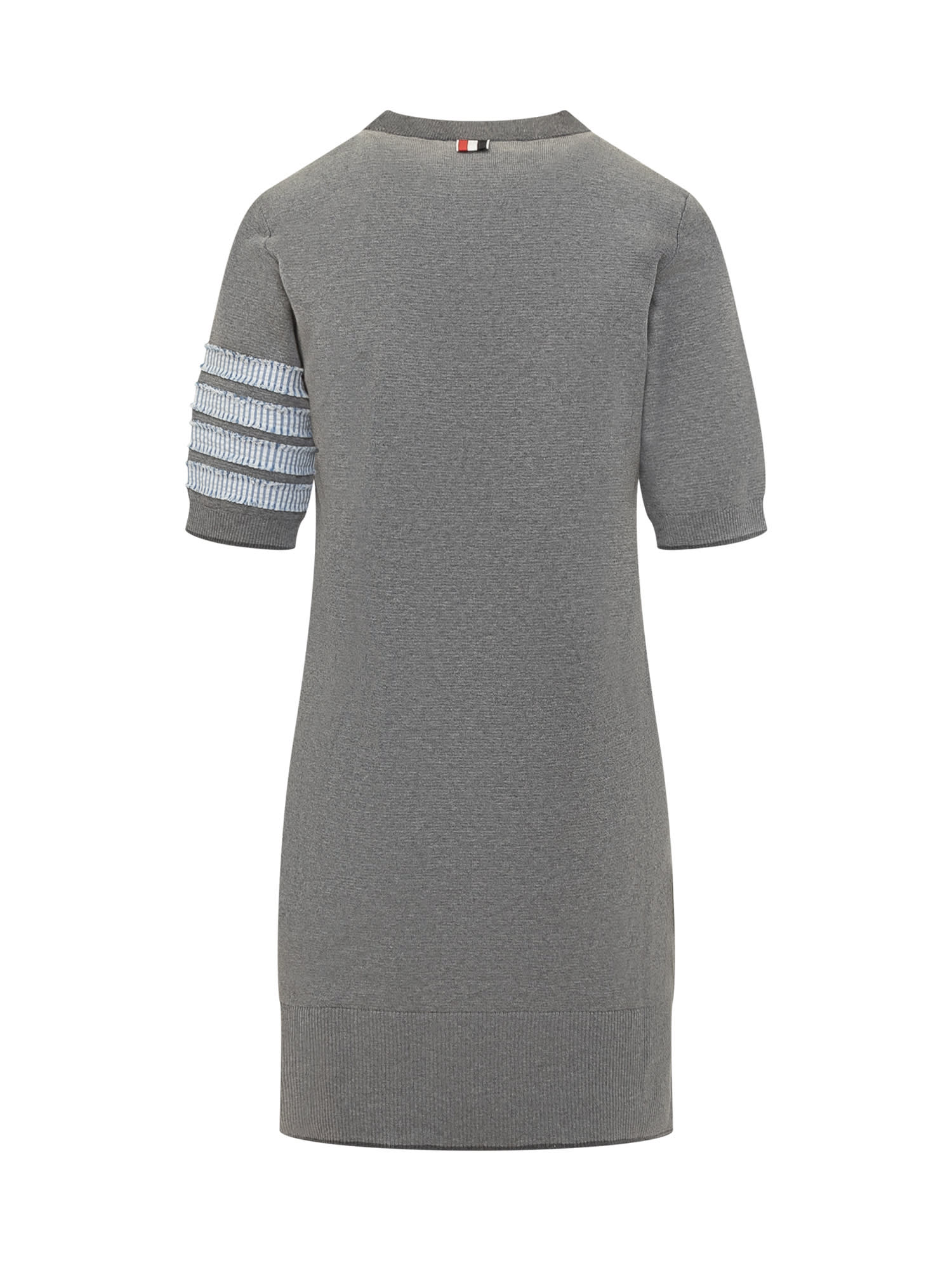 Shop Thom Browne Cotton Dress With 4bar Logo In Lt Grey
