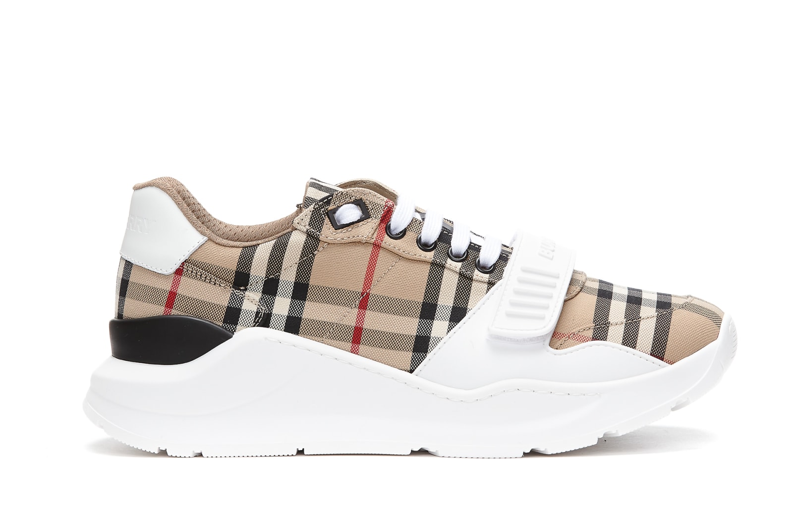 Shop Burberry Vintage Check Motif Sneakers In Beige