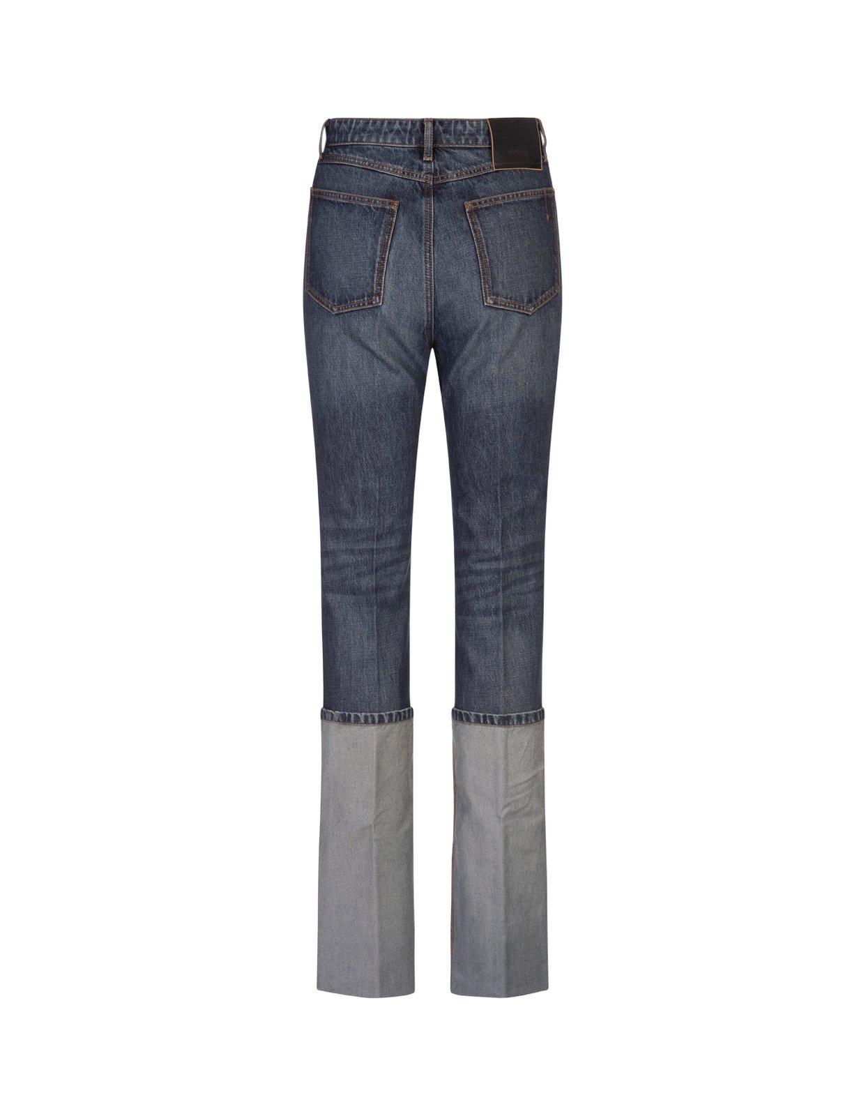 Shop Sportmax Logo Patch Straight Leg Jeans In Blue