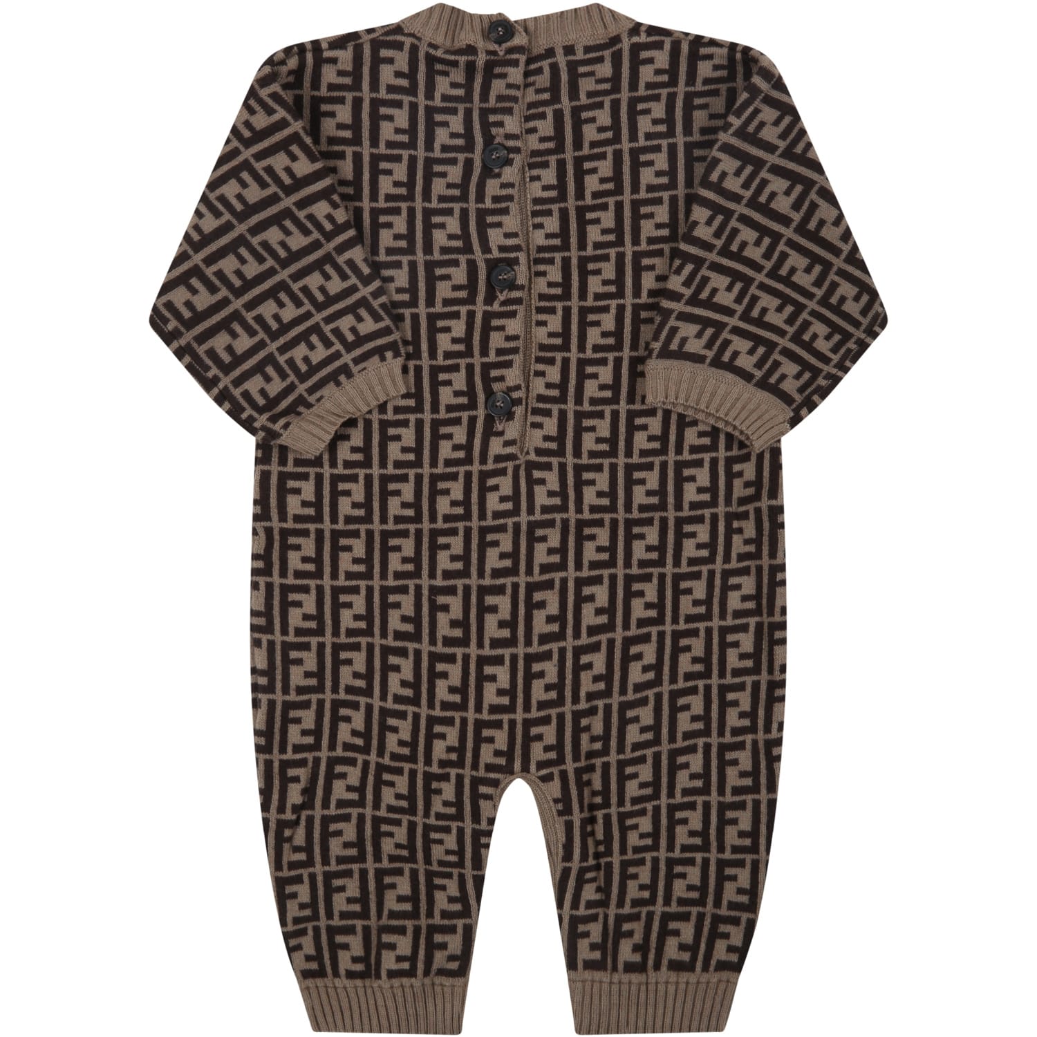 Shop Fendi Brown Babygrow For Babykids With Double Ff
