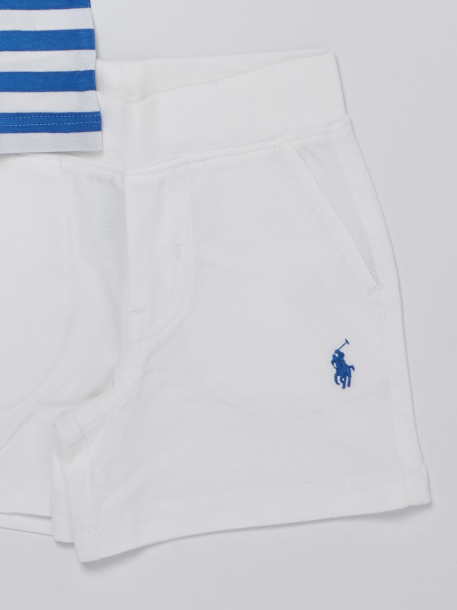 Shop Polo Ralph Lauren Polo+shorts Suit In Bianco-azzurro