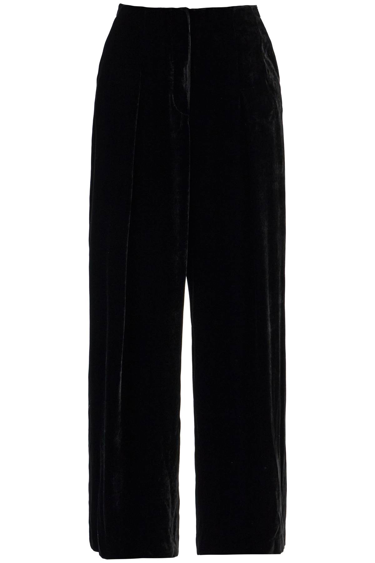 Womens High-waisted Wide-leg Black Velvet Pants