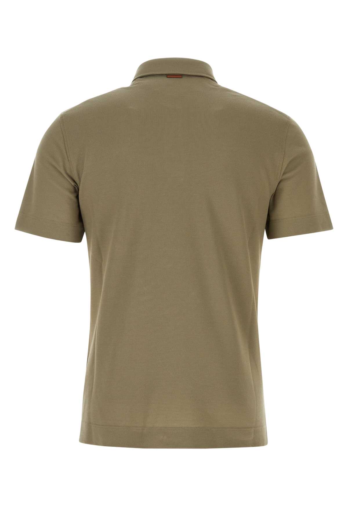 Shop Zegna Sage Green Piquet Polo Shirt In Verdemediounito