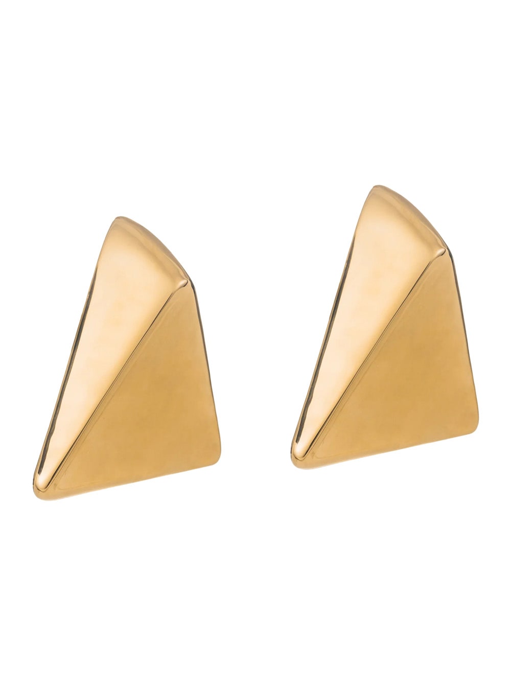 virtual Metallic Small Earings With Butterfly Clasp Closure And Triangular Shape In Gold Plated Bronze Woman