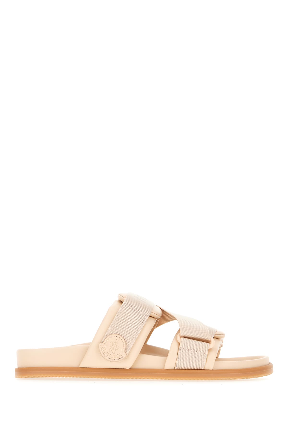 Moncler Pink Leather And Fabric Sandals
